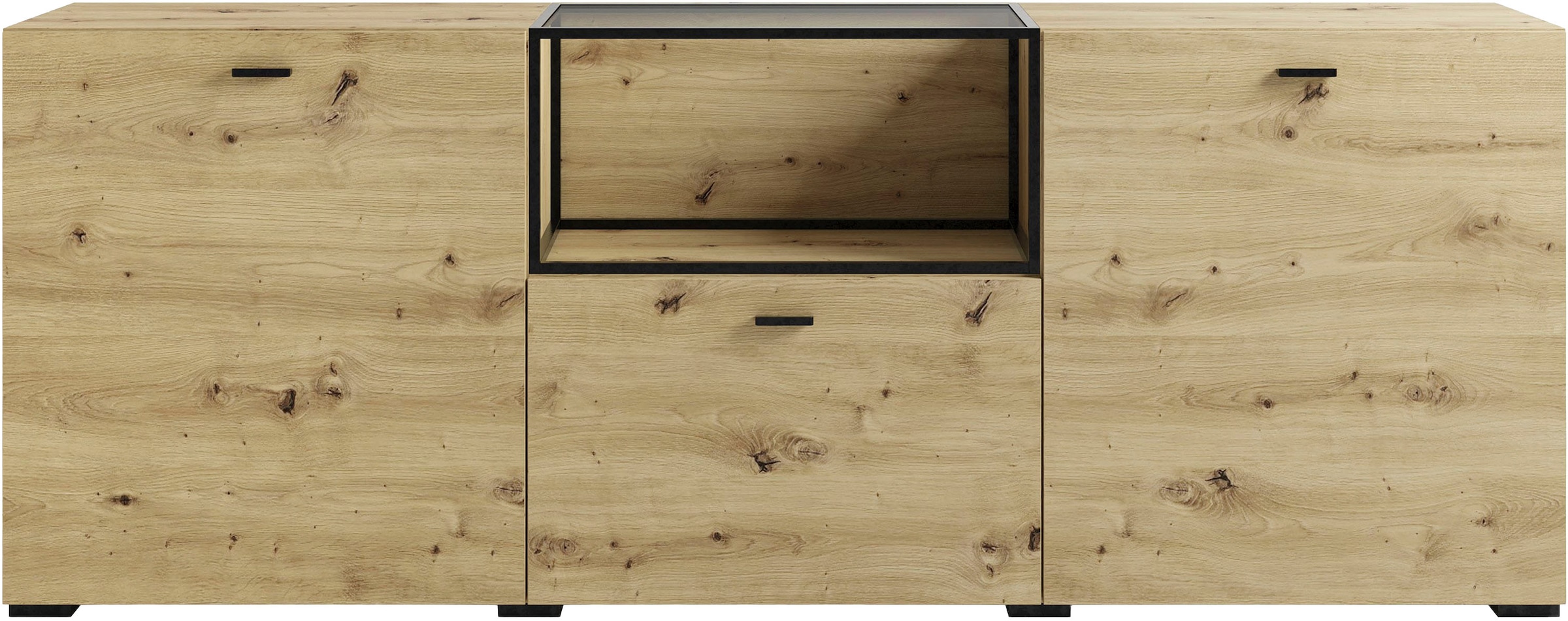 byLIVING Sideboard »Frame« 1 Stk. tlg. moderne Kommode mit Metalleinsatz und Glasplatte, 200cm breit.