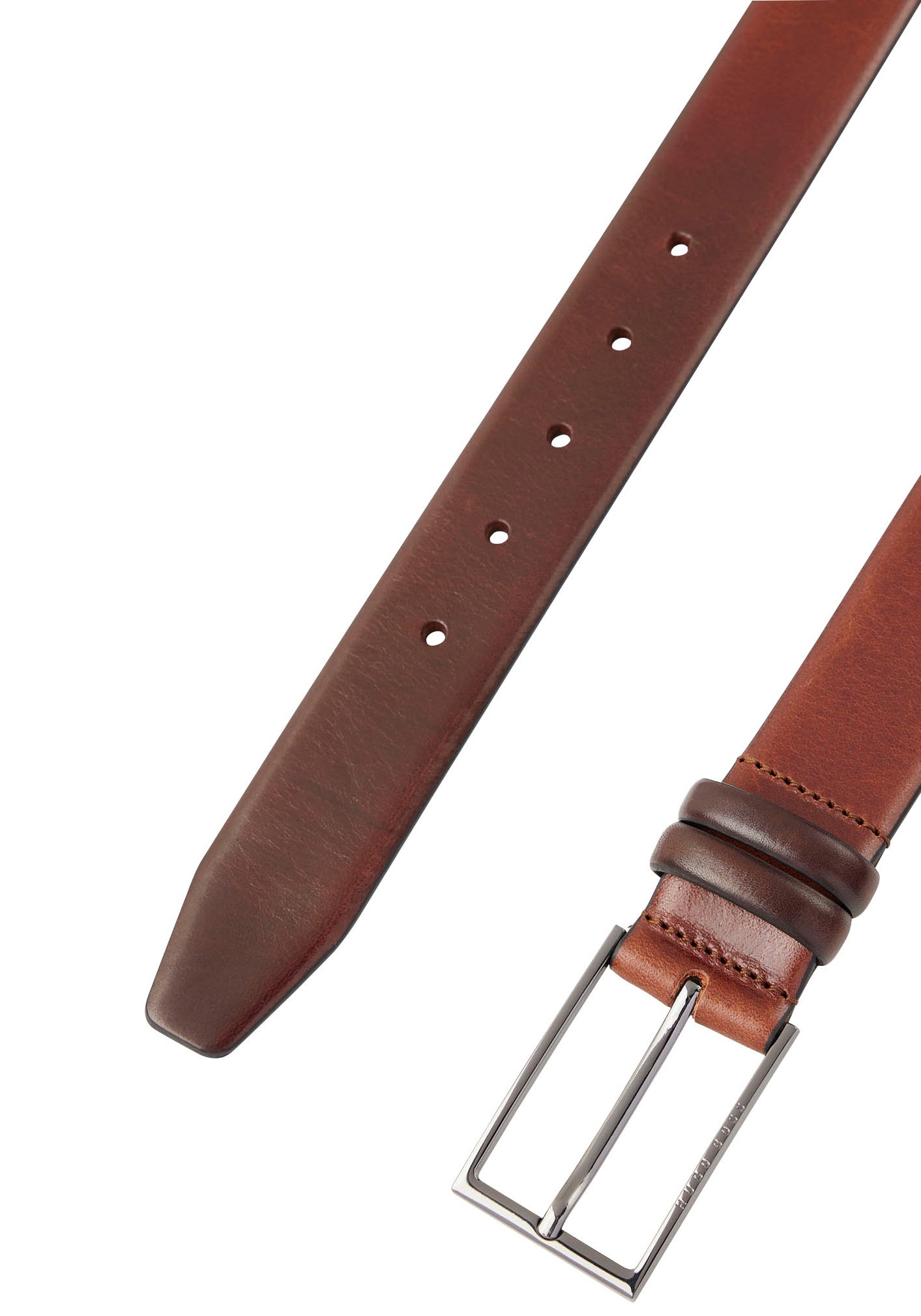 BOSS Ledergürtel »Carmello« aus gegerbtem Leder mit HUGO BOSS Logo-Prägung auf Metallschliesse