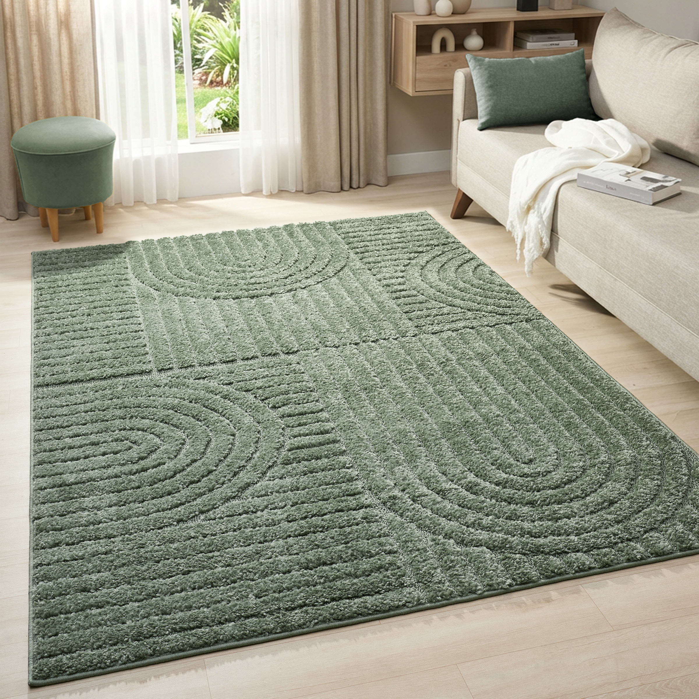 GOODproduct Tapis »Jonne, Boho-Design, Scandi, Designteppich« Rectangulaire 20 mm Höhe Hoch-Tief, 3D Optik, skandinavischer Stil, Wohnzimmer, Schlafzimmer