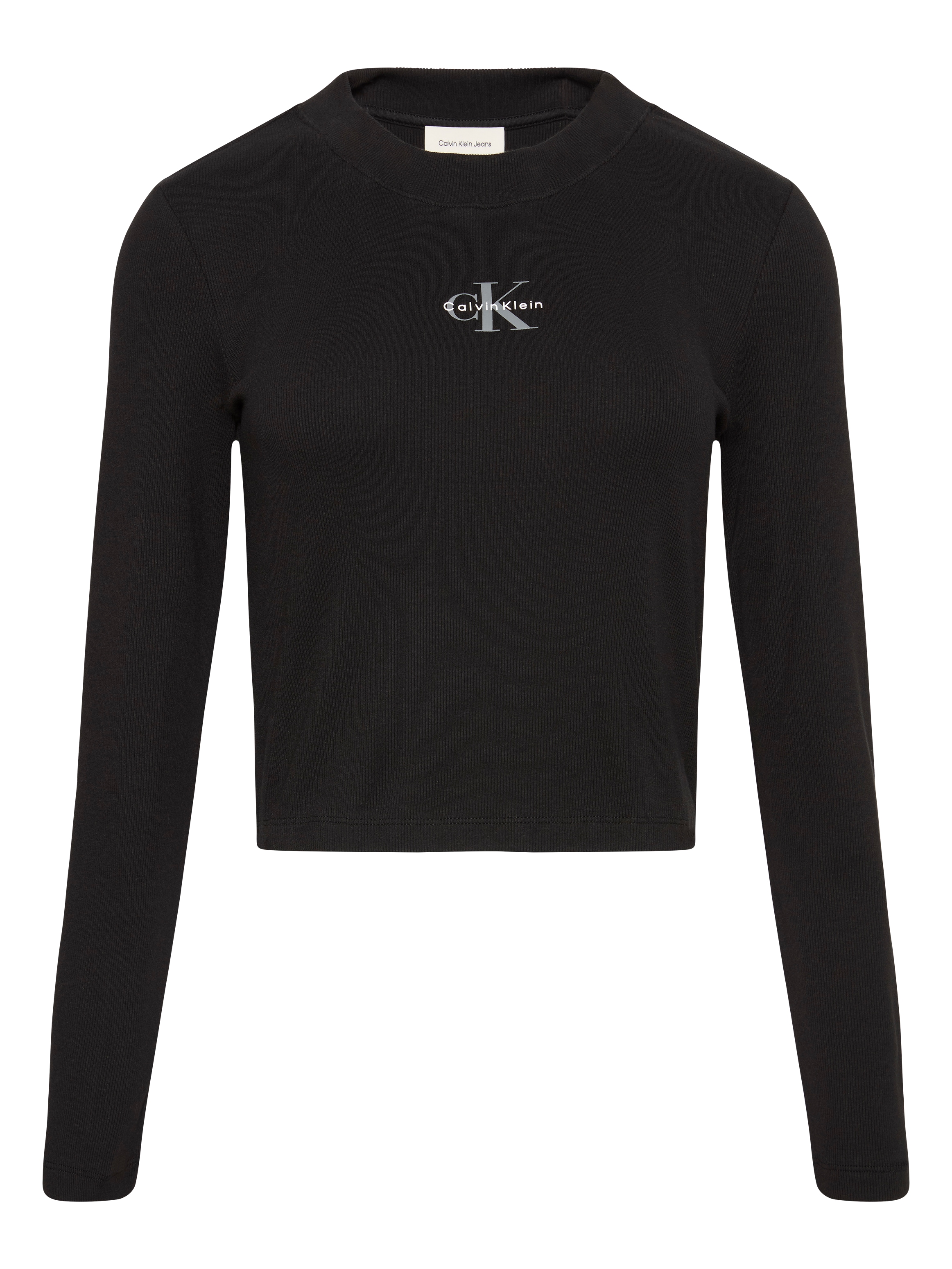 Calvin Klein Jeans T-shirt à manches longues Rundhalsausschnitt, figurbetonte Passform, Logodruck