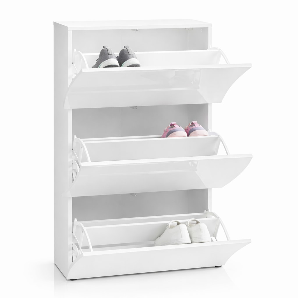 GOODproduct Armoire à chaussures »Luxor 3, Schuhklapper, Schuhkommode, Höhe 121 cm« UV-lackiert, Hochglanz, grifflos, 3-Klappen