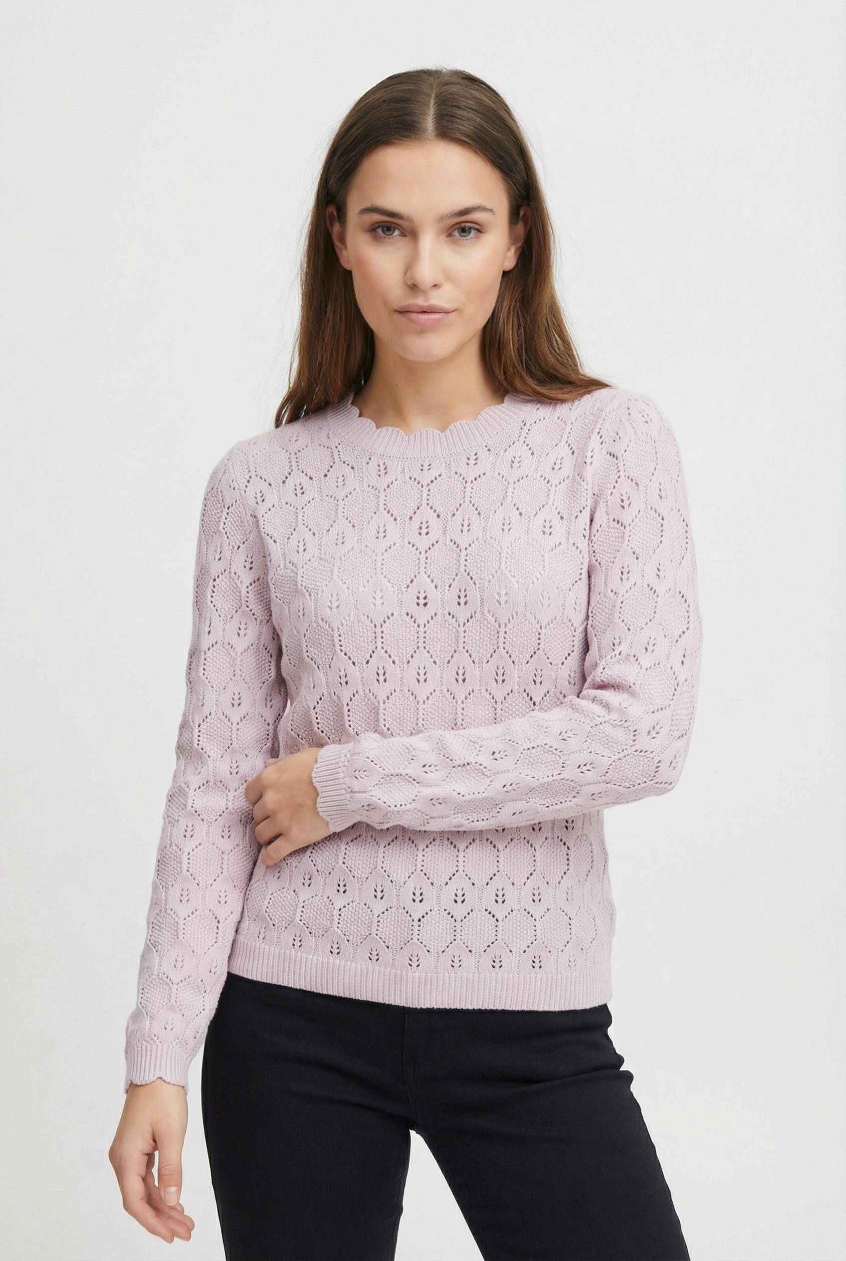 Vila Pull à col rond »VILOWEN L/S POINTELLE KNIT TOP/PB«