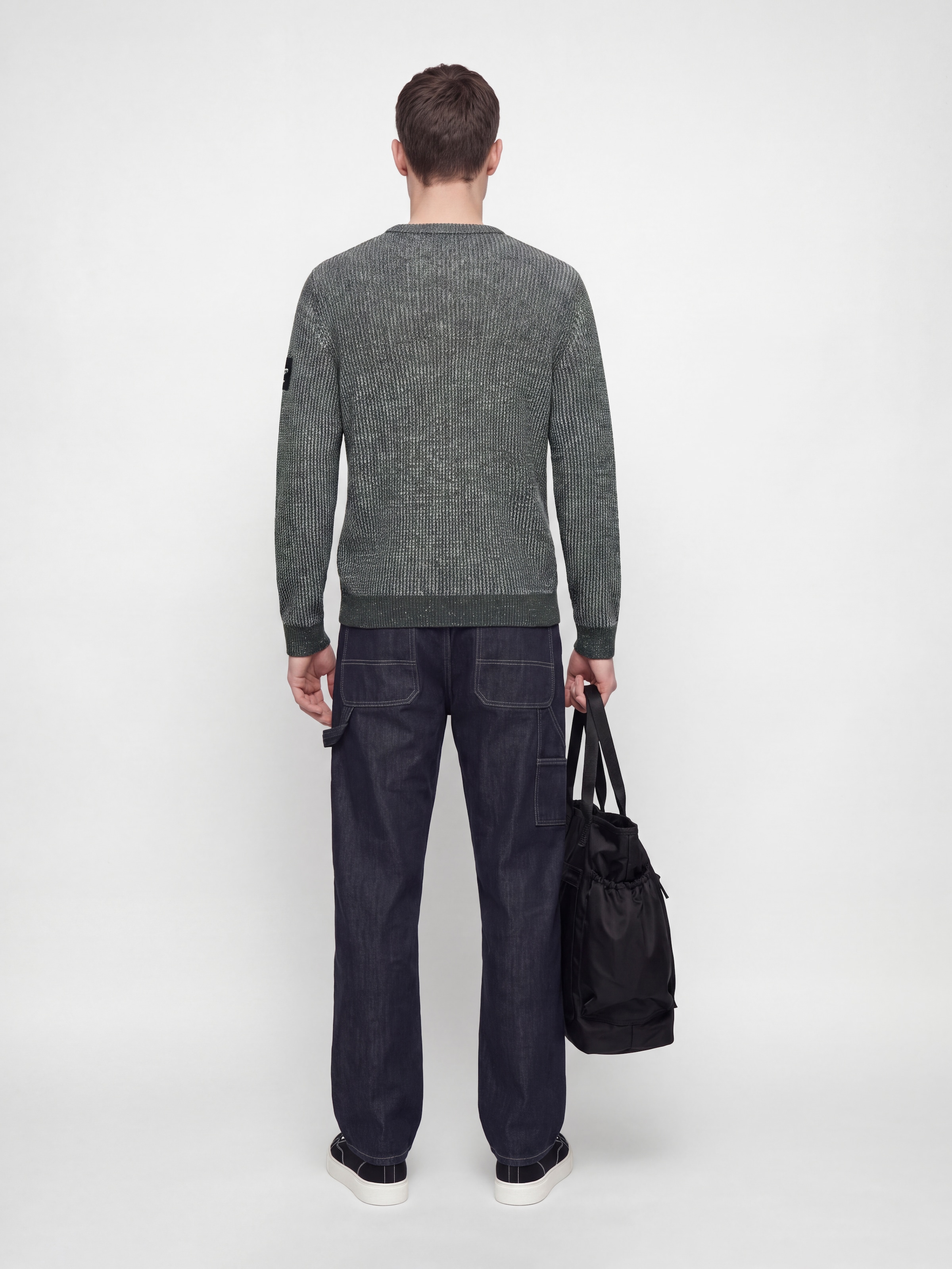 Jack & Jones Pull à col rond »JJCLEVELAND KNIT CREW NECK« Materialmix, normal geschnitten