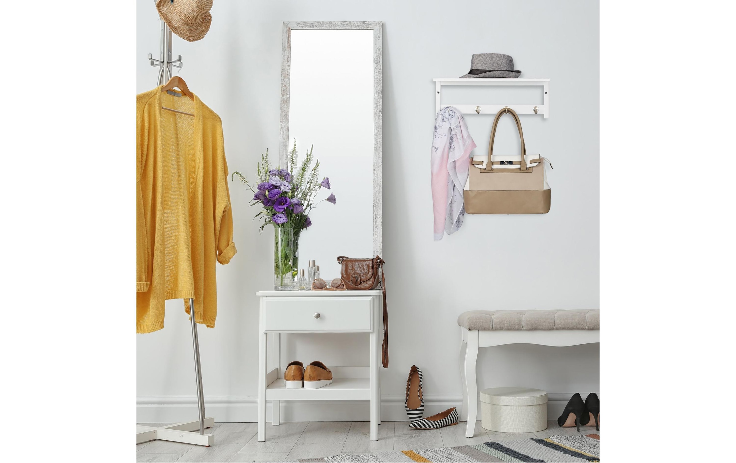 relaxdays Wandregal »Wandregal mit 4 Haken«