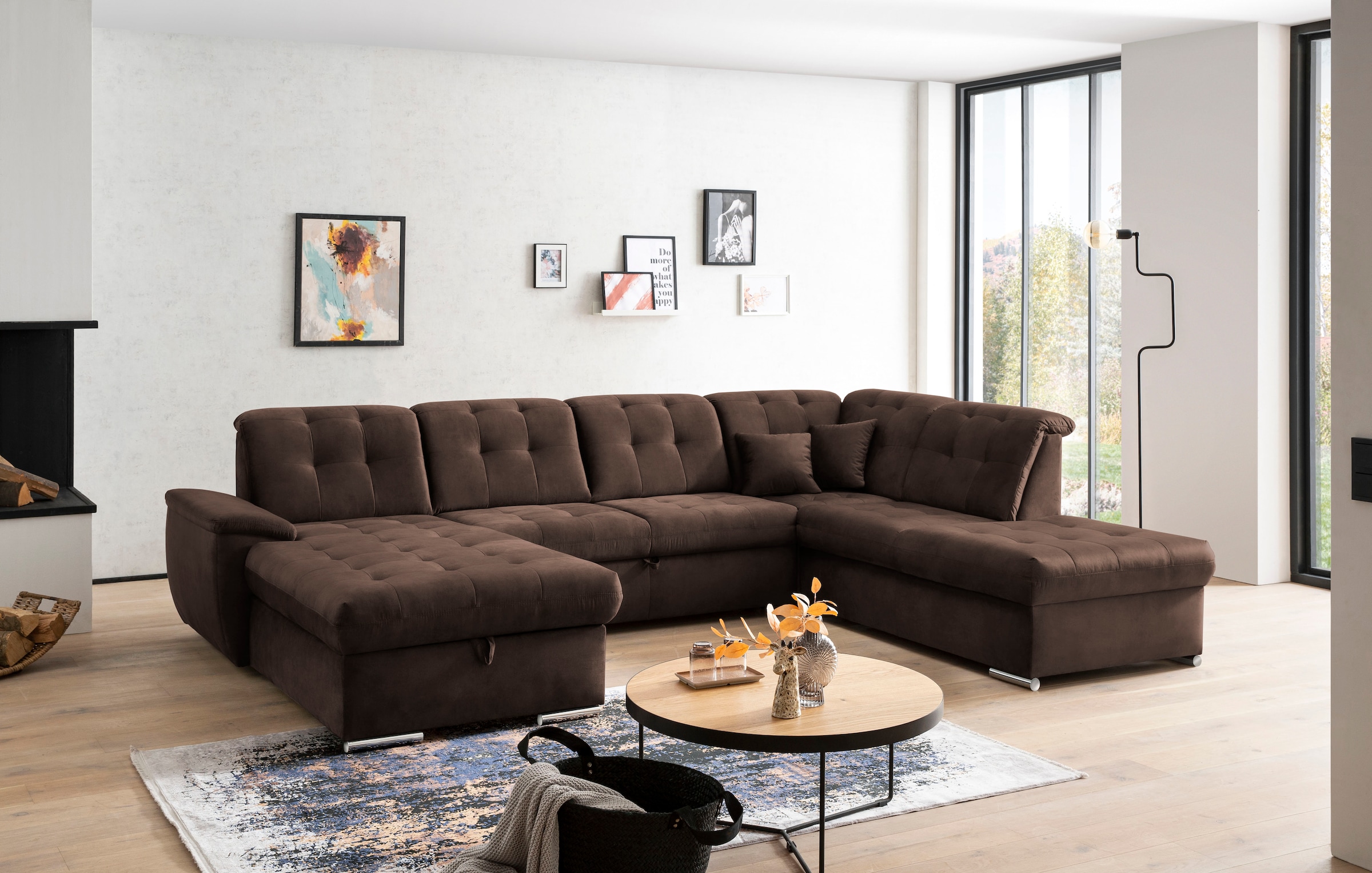exxpo - sofa fashion Paysage de salon »Durango, aufwendige Sitz- und Rückenverarbeitung, bequem, U-Form« inkl. Kopfteilverstellung, wahlweise mit Bettfunktion und Bettkasten
