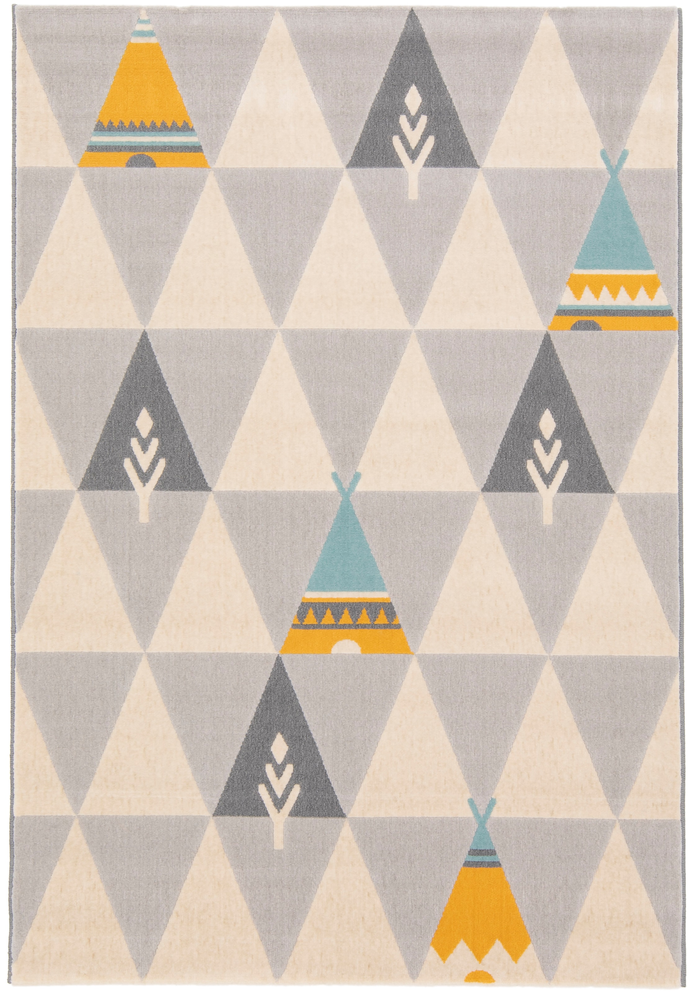 Primaflor-Ideen in Textil Tapis pour enfants »COCOON - Tippitraum« Rectangulaire 6 mm Höhe Poils courts, motif triangles