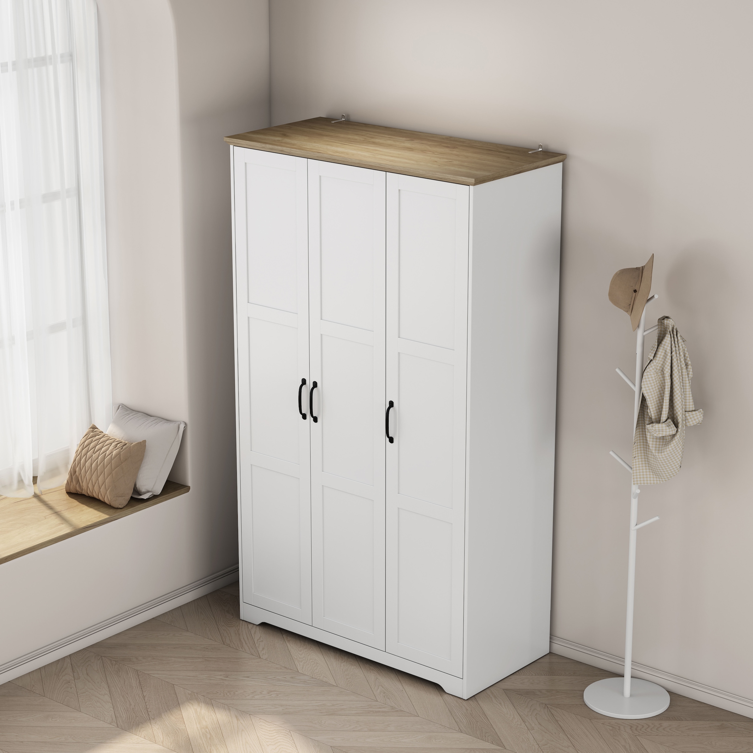 GOODproduct Kleiderschrank »Emmilia Schrank Schlafzimmerschrank im Landhaus Design« Mit vielen Einlegeböden und Softclose,  Landhaus Schrank mit  3 Türen Breite 113,4cm, Höhe 2m
