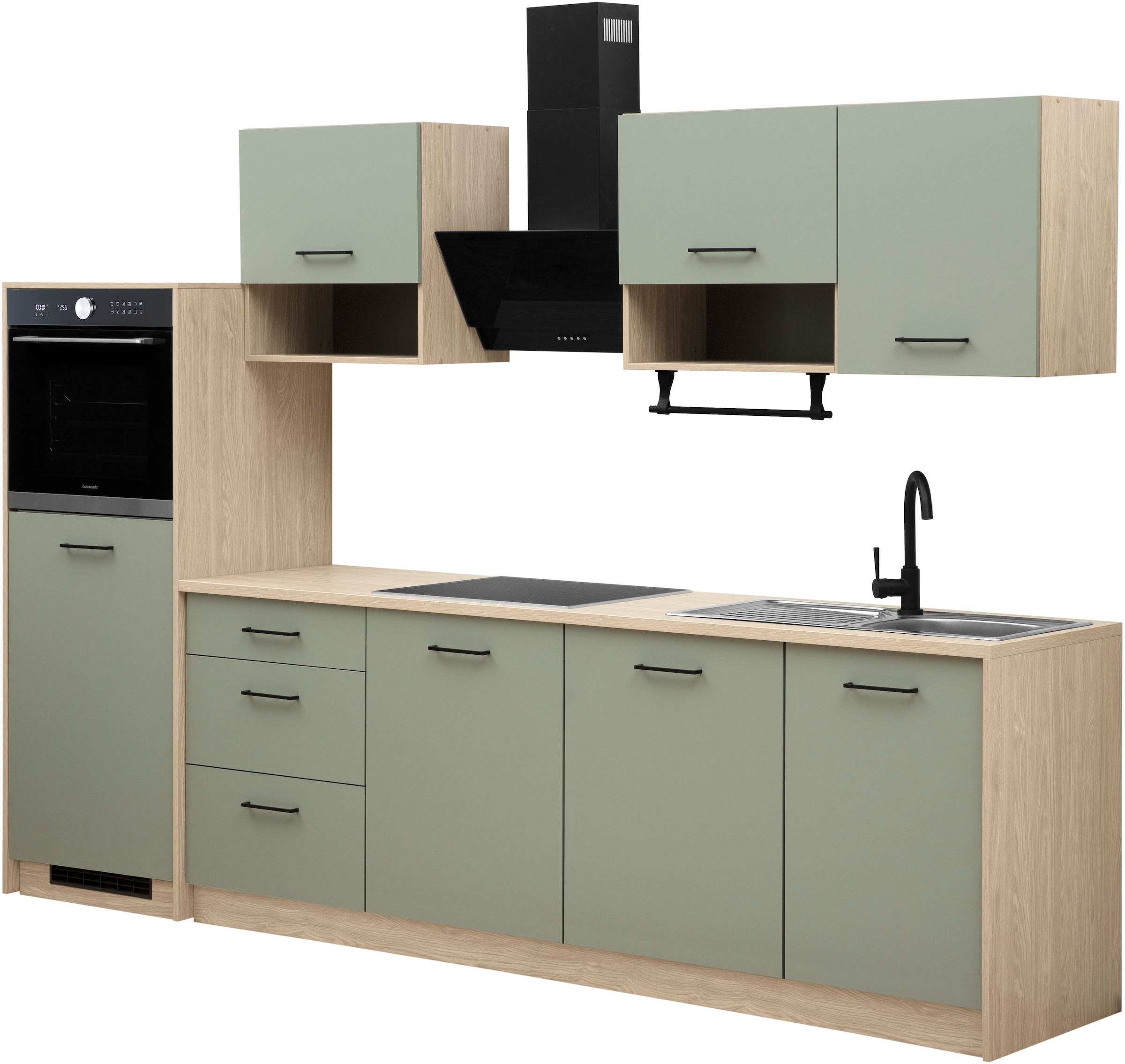 KOCHSTATION Kitchenette »KS-Kolari, Küchenblock Made in Germany« Breite 290 cm, wahlweise mit Hanseatic-E-Geräten