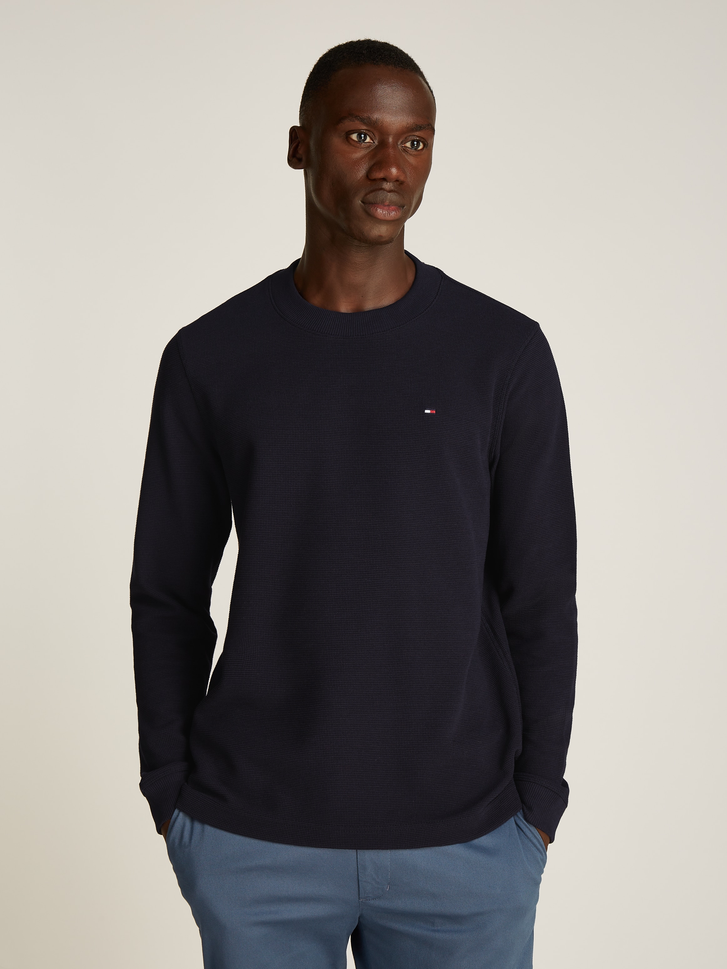 Tommy Hilfiger Pull à col rond »TEXTURED LS TEE« avec encolure ronde