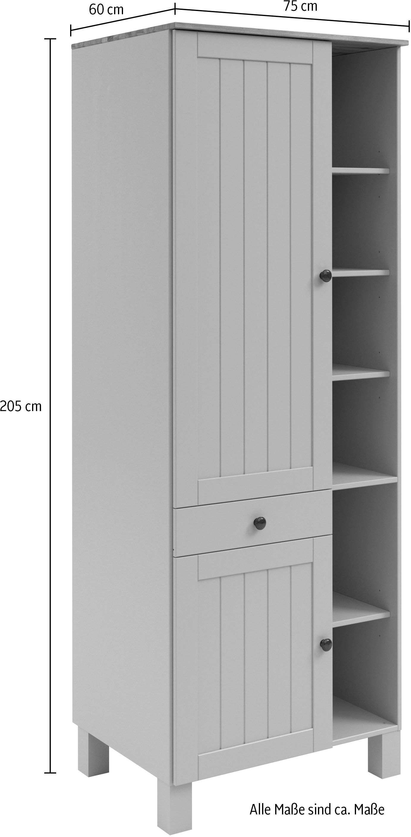 Home affaire Armoire haute »Alby2« Mit Metallgriffen, Breite 75 cm