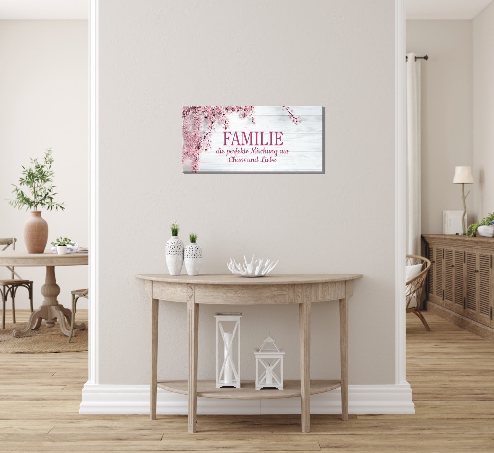 Bönninghoff Leinwandbild »Wandbild SPRUCH FAMILIE 33x70 cm – Leinwandbild Keilrahmen Deko modern« Blumen | Gruppen & Familien | Sprüche | Sprüche & Texte 1 Stk. tlg. auf Keilrahmen gespannt