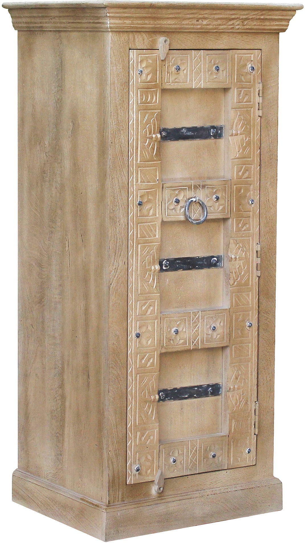 SIT Highboard »Daipur Kommode« geschnitzte Verzierungen, schmale Kommode mit 1 Tür
