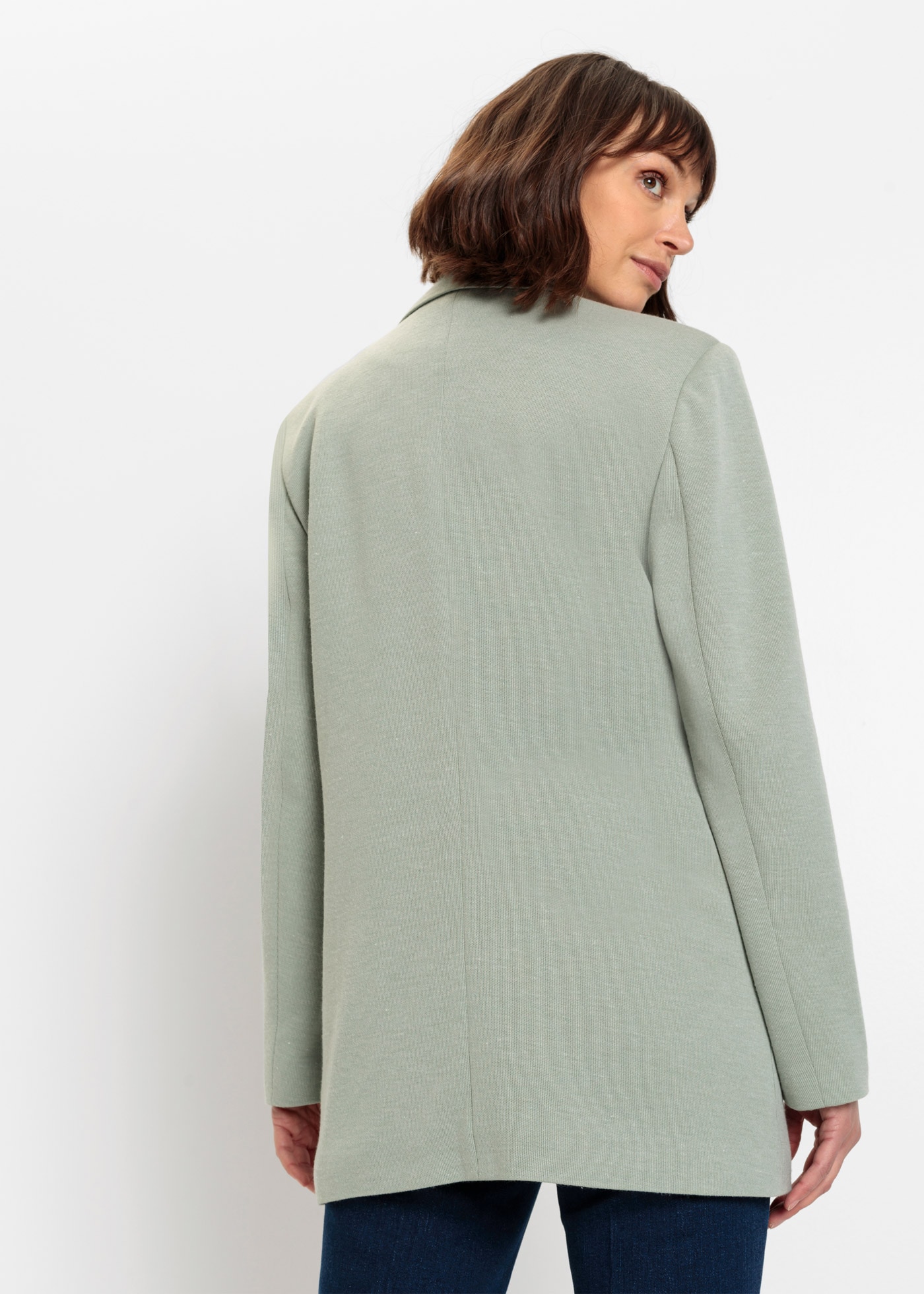 bonprix Jerseyblazer »Langer Jersey-Blazer mit Taschen« 1 mit Reverskragen, lockere Passform, aus Viskose und Polyester