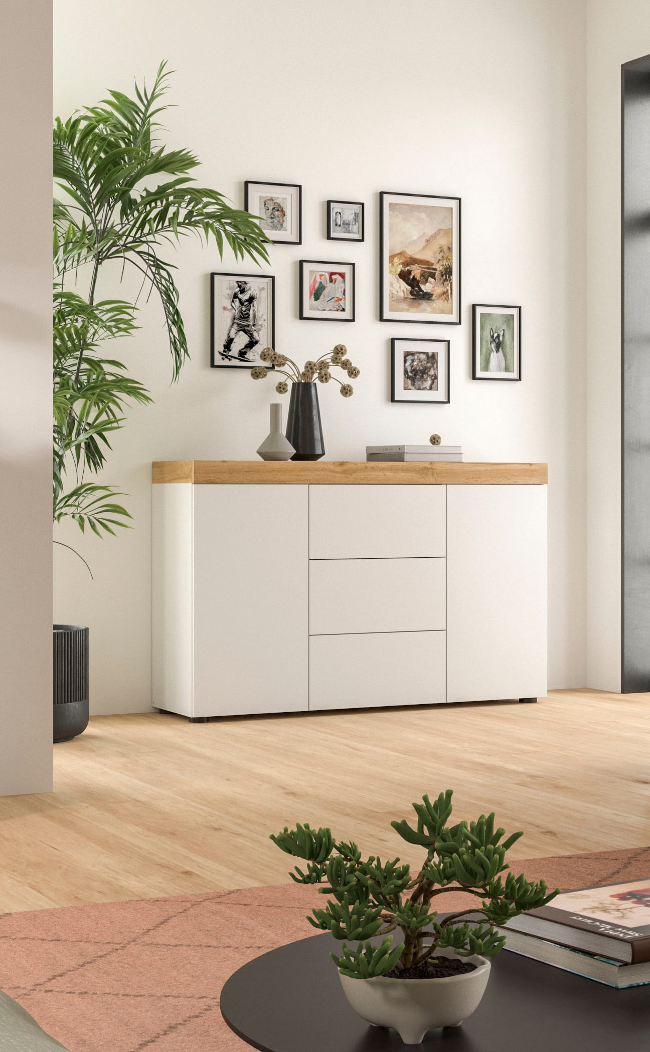 GOODproduct Sideboard »MAMBO, Breite 125cm, 2 Türen, 3 Schubkästen, push-2-open« 2 farbige Ausführung, in verschiedenen Farben erhältlich, 1 cuis tlg. Sideboard, Kommode, Wohnzimmer, Flur, Arbeitszimmer