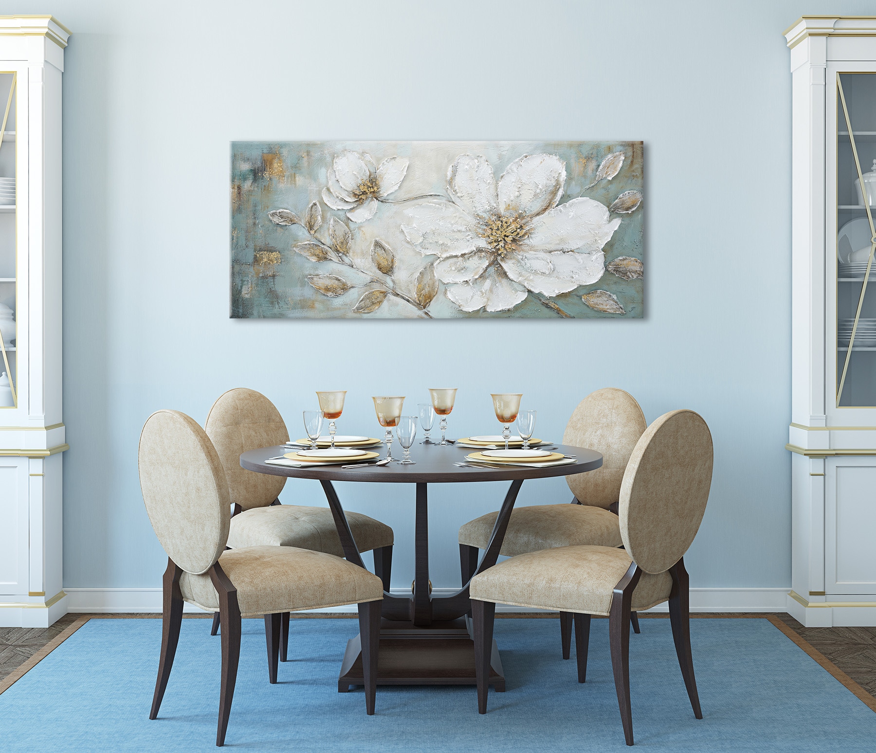Bönninghoff Peinture à l'huile »handarbeit BLUMEN XXL 60x140 cm – Wandbild Kunst Deko modern« Fleurs | Images de fleurs fabriqué à la main, chaque image est unique