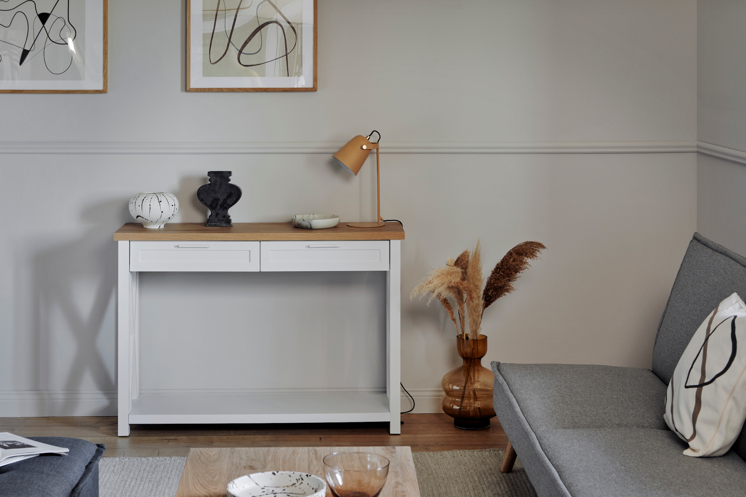 Jahnke Konsolentisch »Chalet« 1 Stk. tlg. Konsolentisch mit 2 Schubladen und Ablage, Landhausstil, X-Design