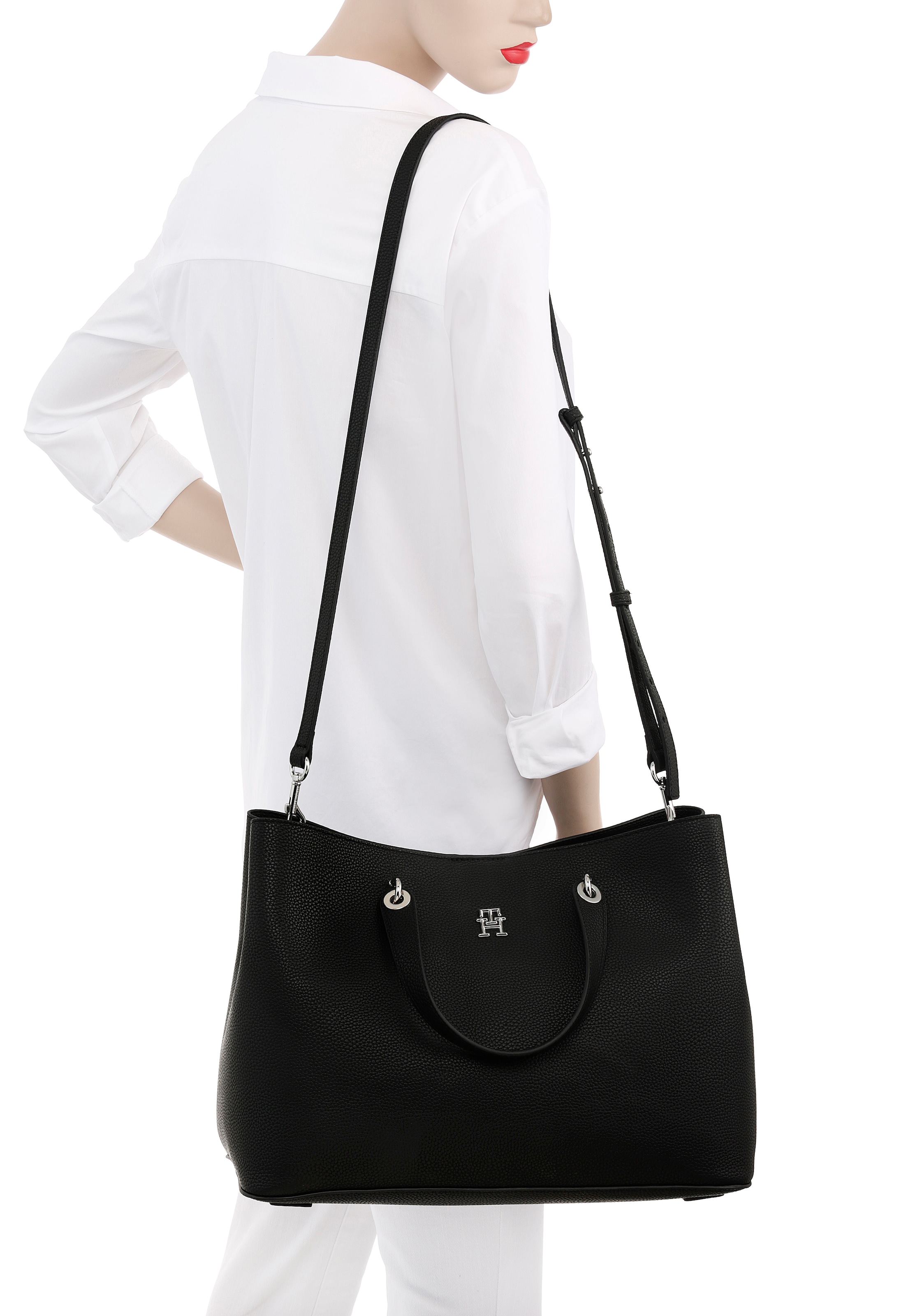 Tommy Hilfiger Henkeltasche »TH EMBLEM SATCHEL« mit TH-Emblem vorne