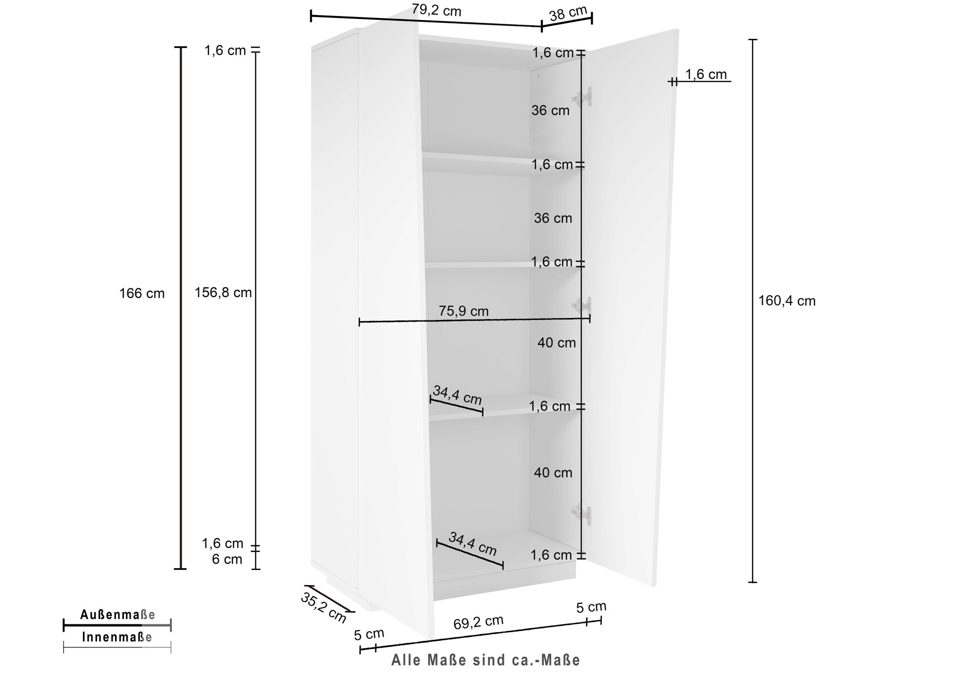 Home affaire Armoire de classement »Vega, Mehrzweckschrank, Büroschrank, mit 2 Türen« & étagères réglables, hauteur 166 cm, Fabriqué en Italie