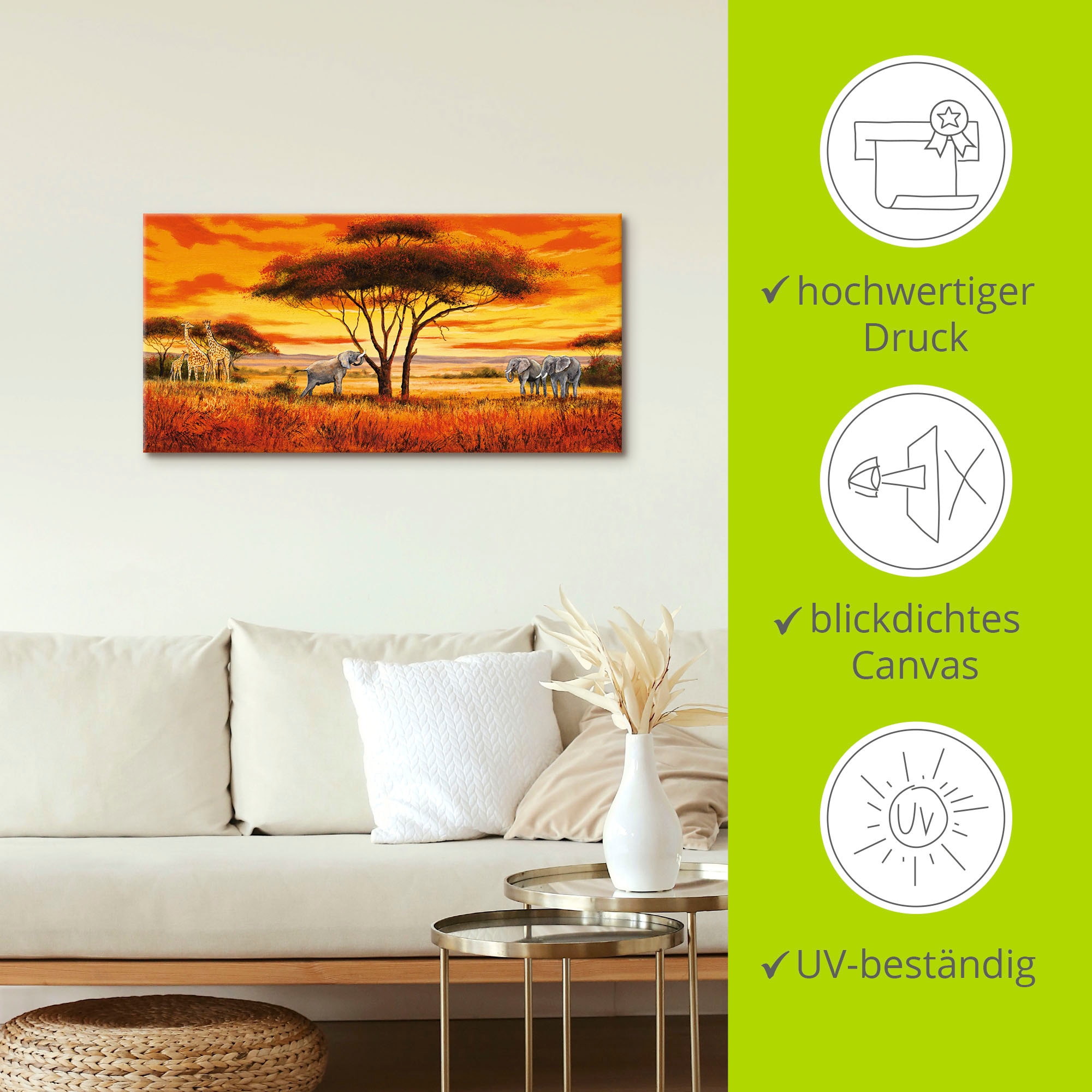 Artland Tableau sur toile »Afrikanische Landschaft II« 1 cuis tlg. als Alubild, Outdoorbild, Leinwandbild, Wandaufkleber, versch. Grössen