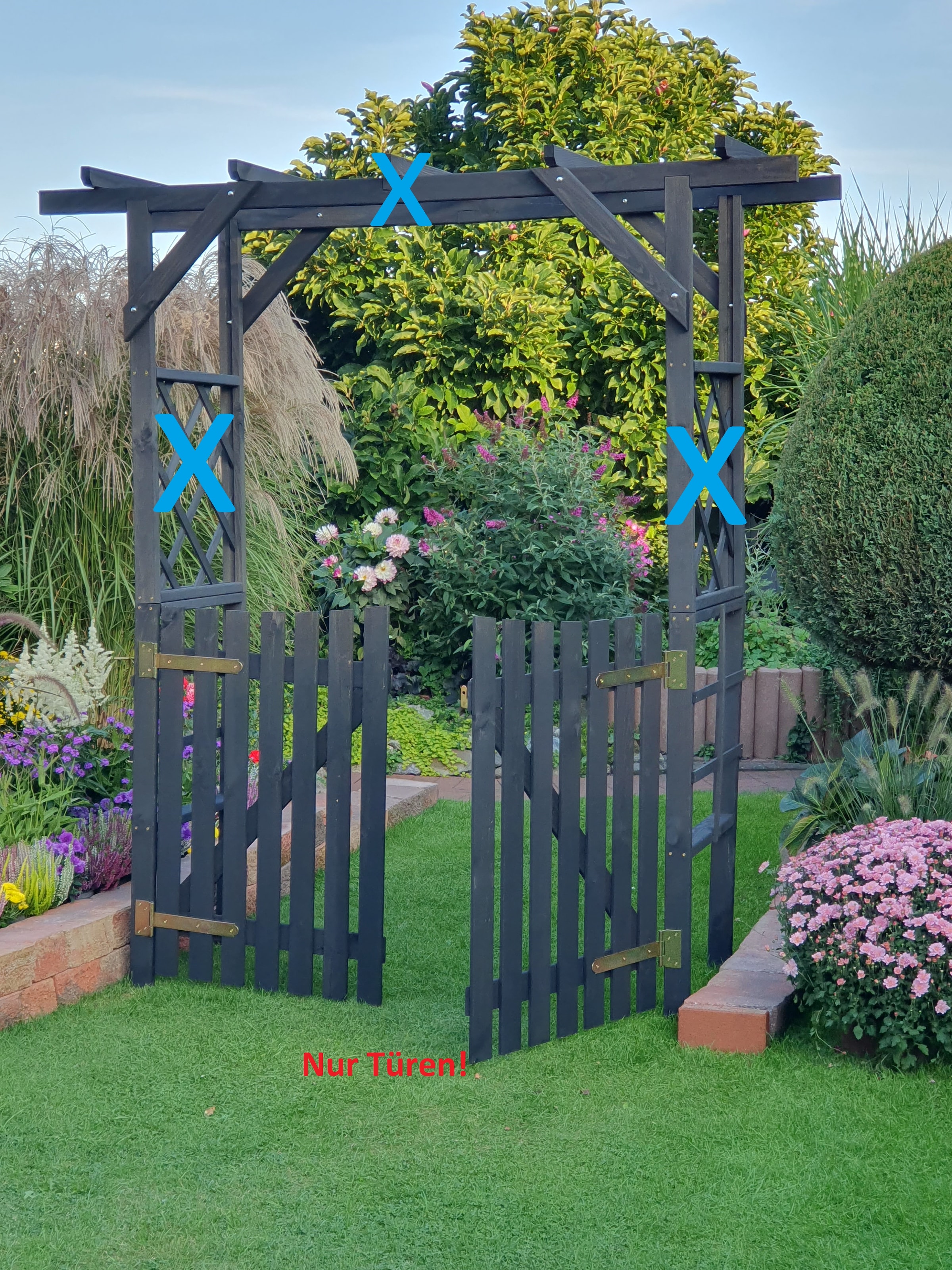promadino Portail de jardin »Türen für die Pergola Ben« matériau : pin massif, imprégné. Dimensions : L129xH100cm