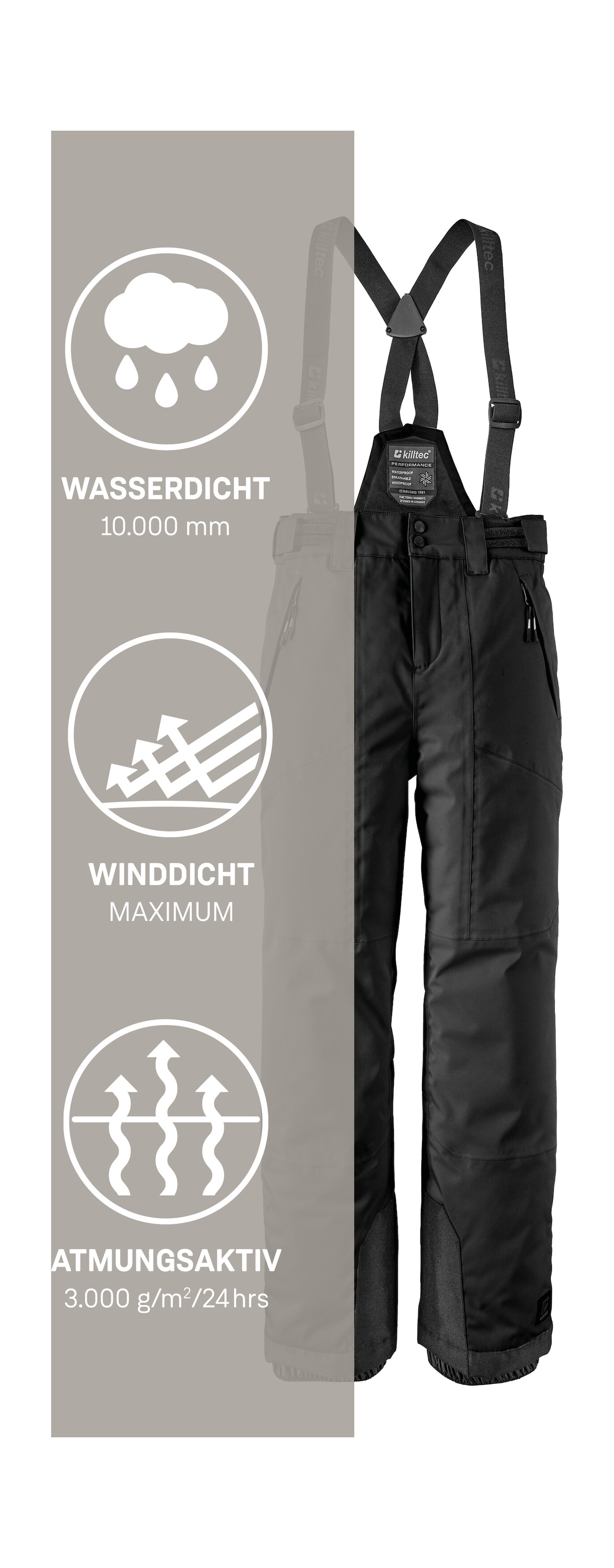 Killtec Skihose »Girls Skihose 242«  Wasserdicht, atmungsaktiv, abnehmbare Träger, rutschfester Schneefang
