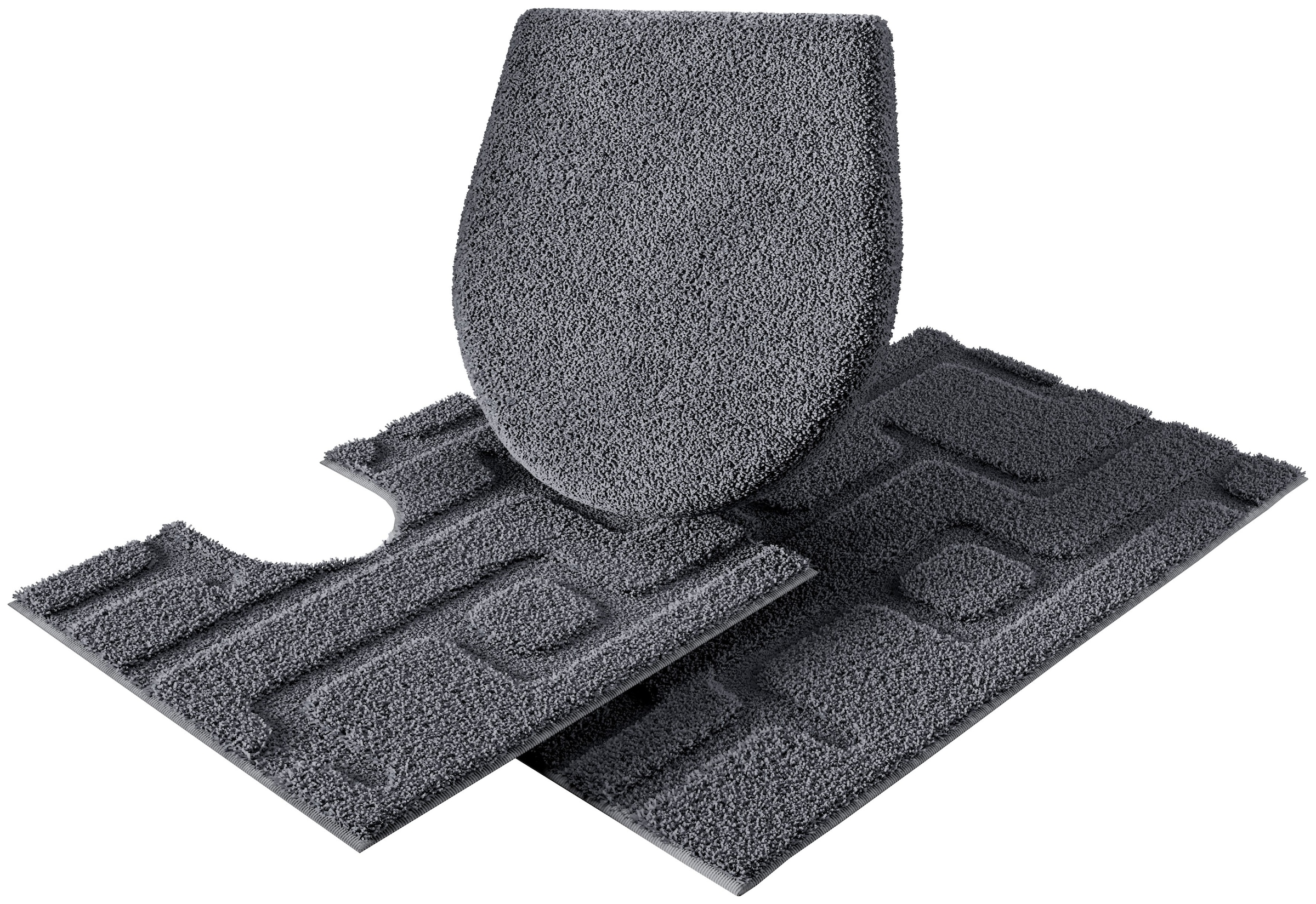 Grund Tapis de bain »Riana, Badvorleger, Badezimmer Teppich, sehr weich« Höhe 20 mm revêtement antidérapant Séchage rapide design moderne avec lignes en structure relief, fabriqué en Europe