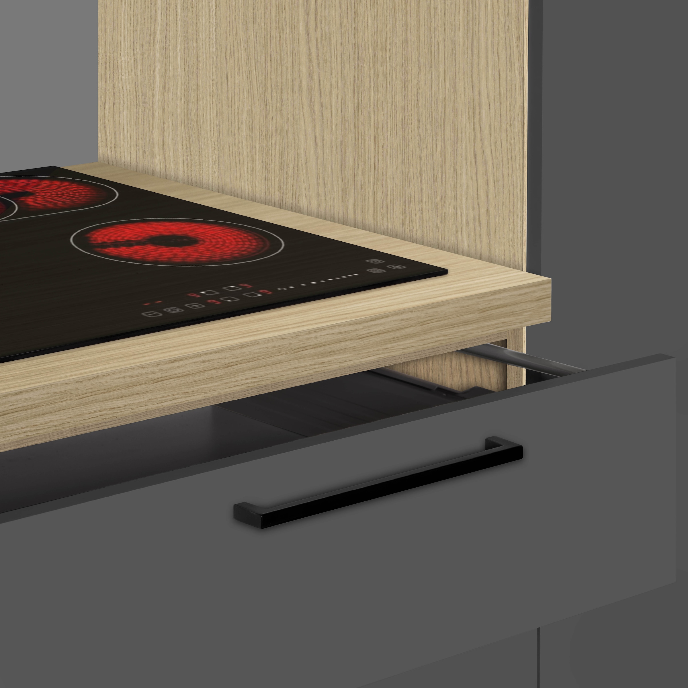 KOCHSTATION Kitchenette »Luna, Einbauküche, Zeilenküche, mit Soft-Close Funktion, Made in Italy« Breite 300 cm ohne E-Geräte, mit Spüle+Siphon und Aufsatz