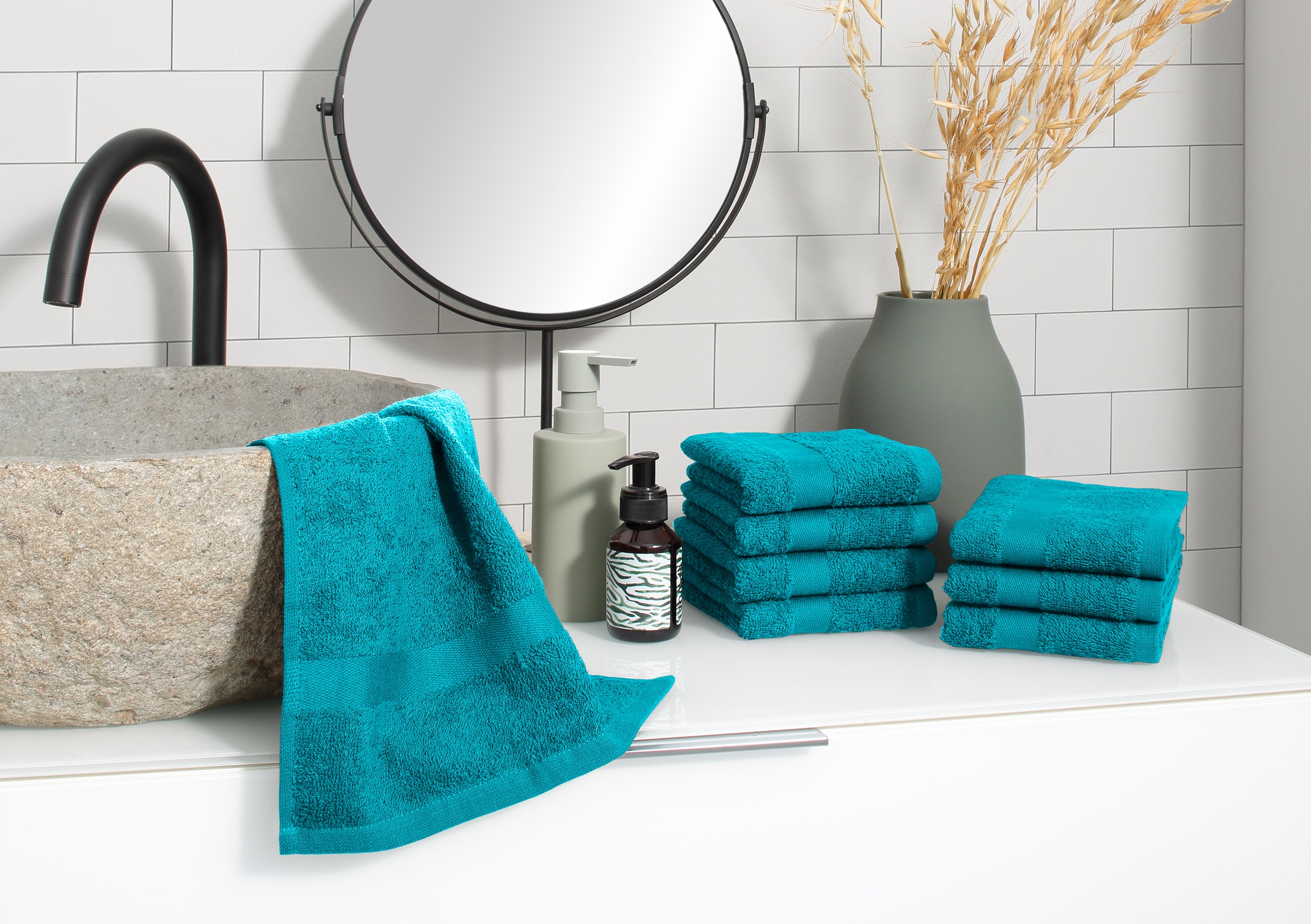 GOODproduct Gästehandtücher »Vanessa, als Set und Serie erhältlich, 8 Gästehandtücher, 30x50cm« Handtücher mit Bordüre, 100% Baumwolle, einfarbig, weich