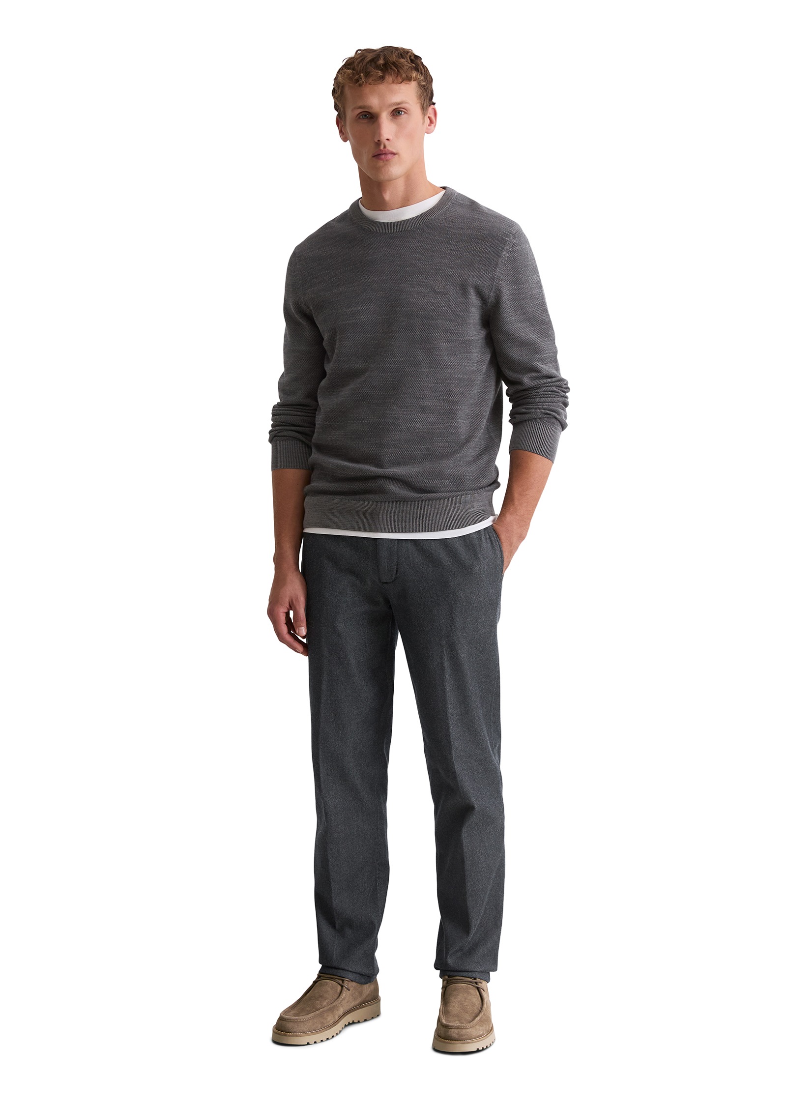 Marc O'Polo Pull à col rond in Piqué-Struktur