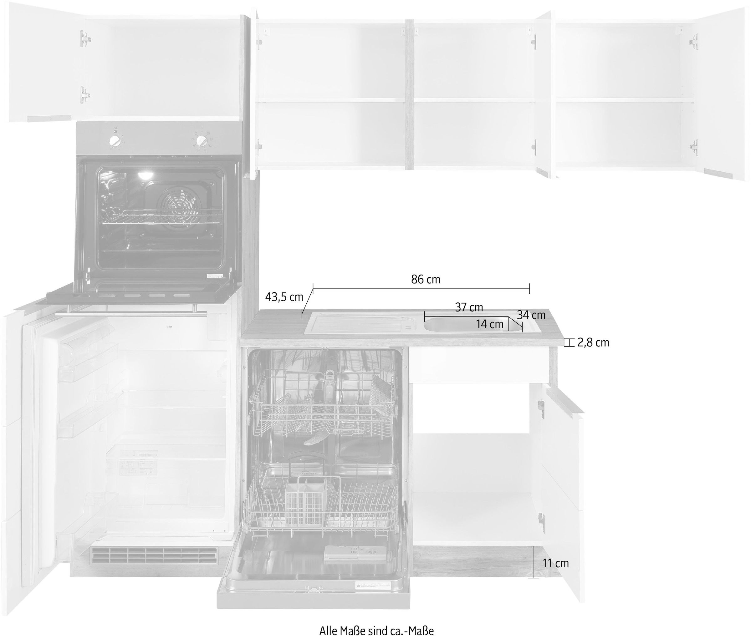 KOCHSTATION Winkelküche »KS-Brindisi Stellbreite 230/170 cm« wahlweise mit E-Geräten und Induktion, mit MDF-Fronten