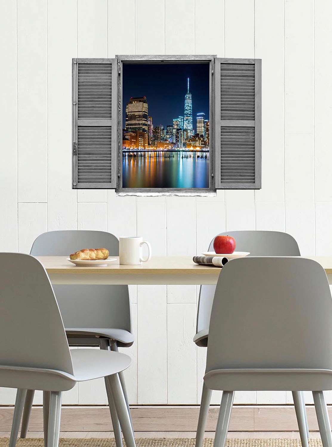 queence Wandtattoo »Grossstadt« Wandsticker, Wandbild, selbstklebend, 3D, Fenster