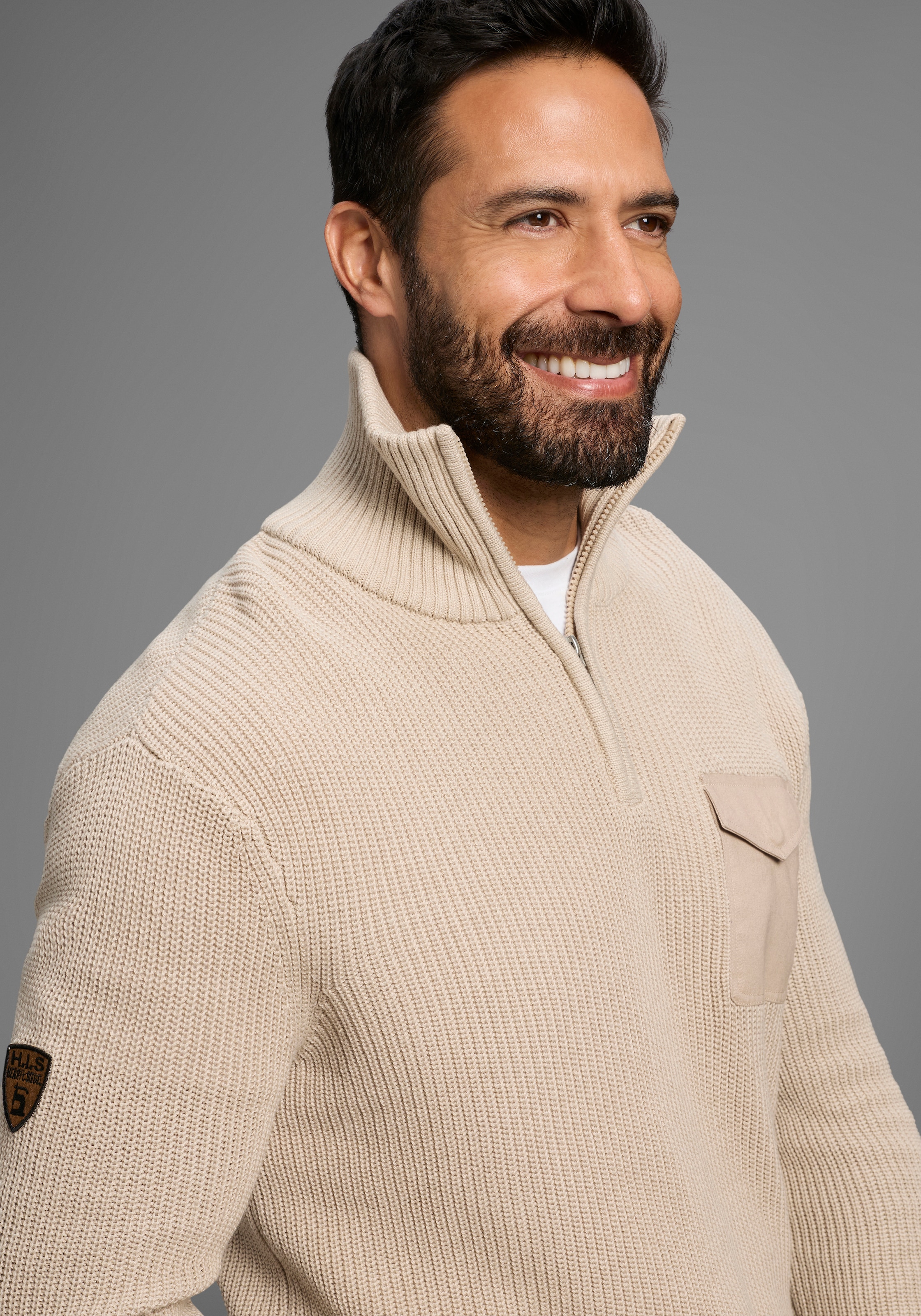 H.I.S Troyer »Neue Kollektion! Highlight Rippen-Optik!«, mit Brusttasche, Perfekt für die kältere Jahreszeit
