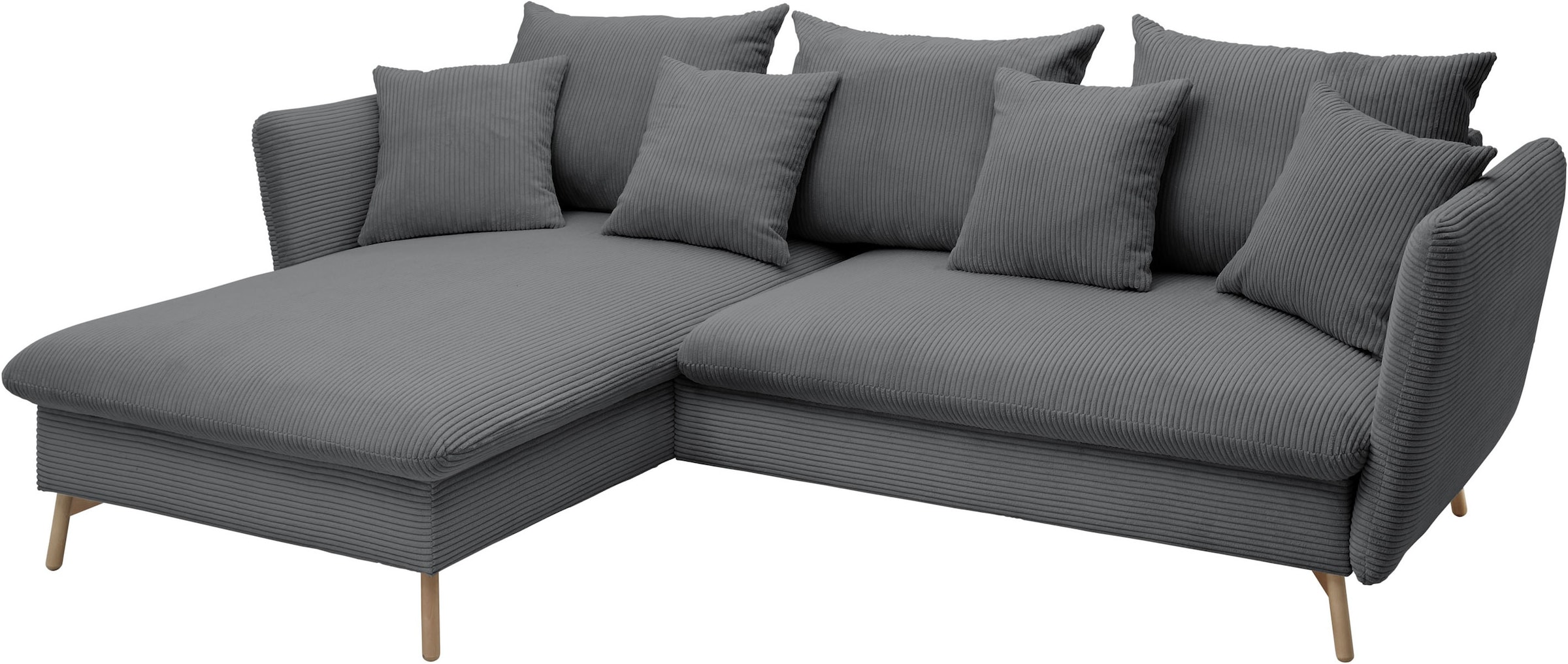 GOODproduct Canapé d'angle »MERLE, 258 cm, L-Form, traumhafter Cord,« avec fonction lit et coffre, surface couchage 224 x 139