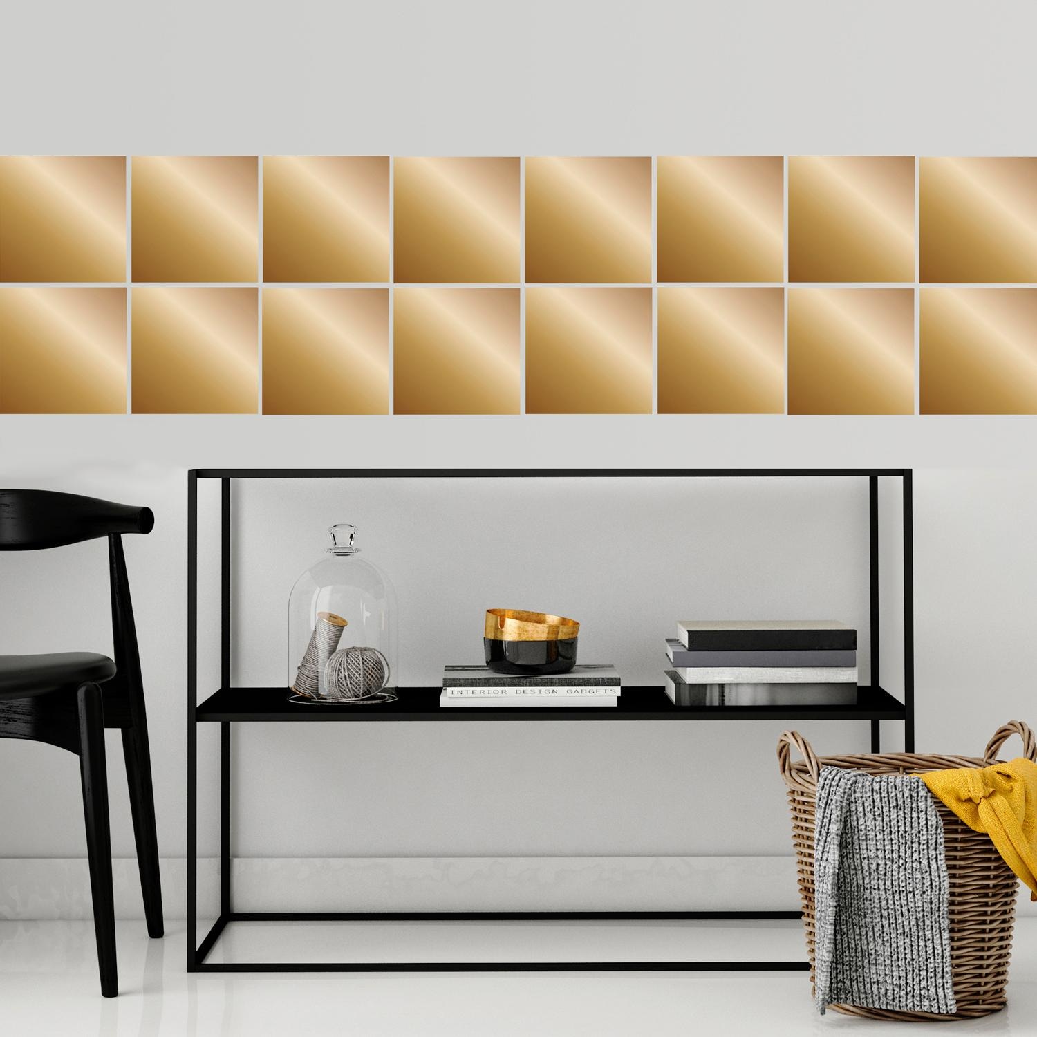 queence Fliesenaufkleber »Metallic Look« Stickerfliesen, selbstklebend, Sticker, 12er Set