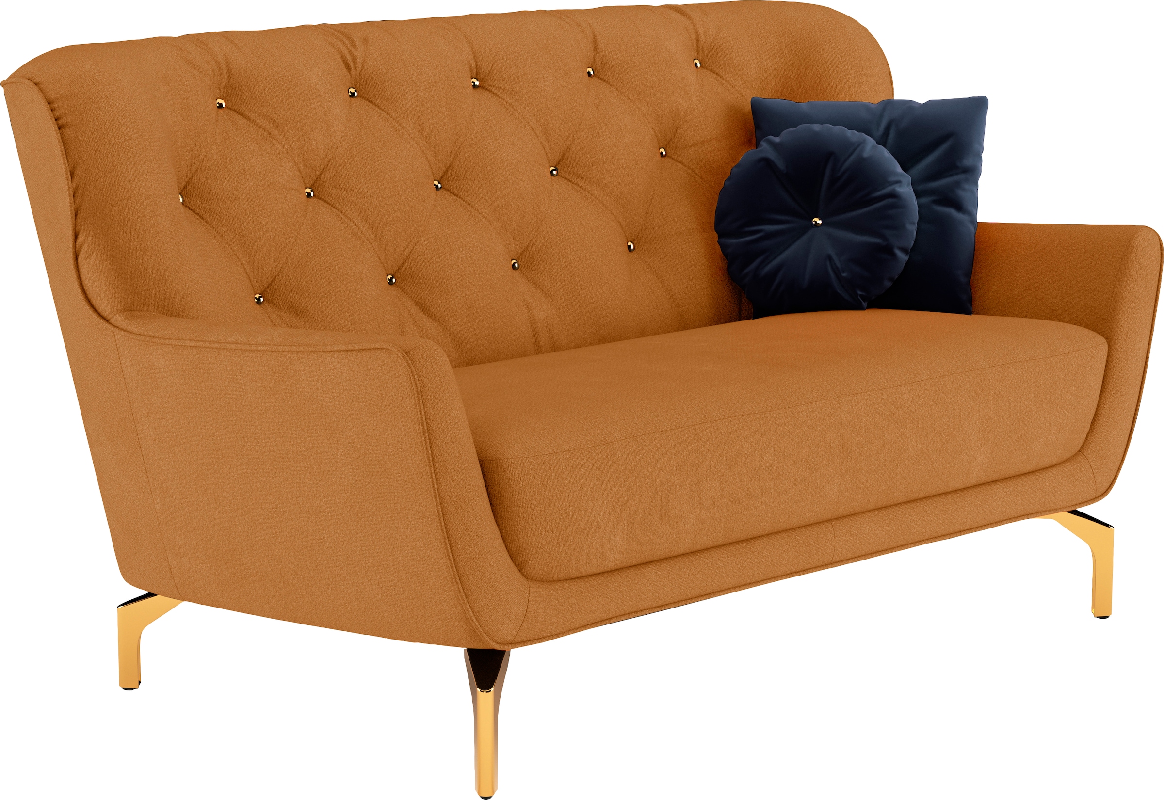 sit&more 2-Sitzer »Orient 3« inkl. 2 Zierkissen mit Strass-Stein, goldfarbene Metallfüsse