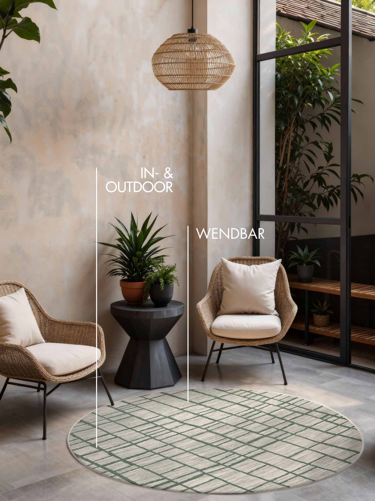 Ted Baker Teppich »Crouch« rund 8 mm Höhe Designteppich, Wetterfest, Pflegeleicht, Modern, Wohnzimmer, Terrasse