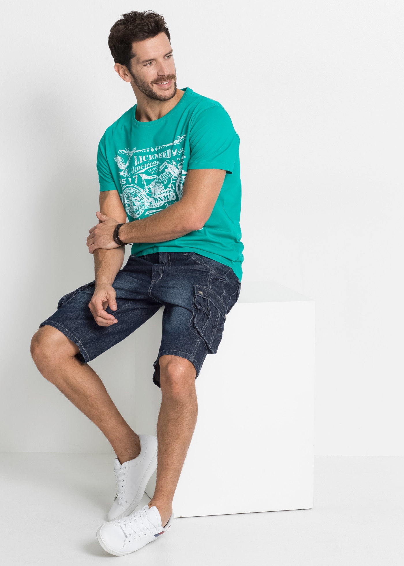 bonprix Bermuda  effet usé, coupe régulière, en coton