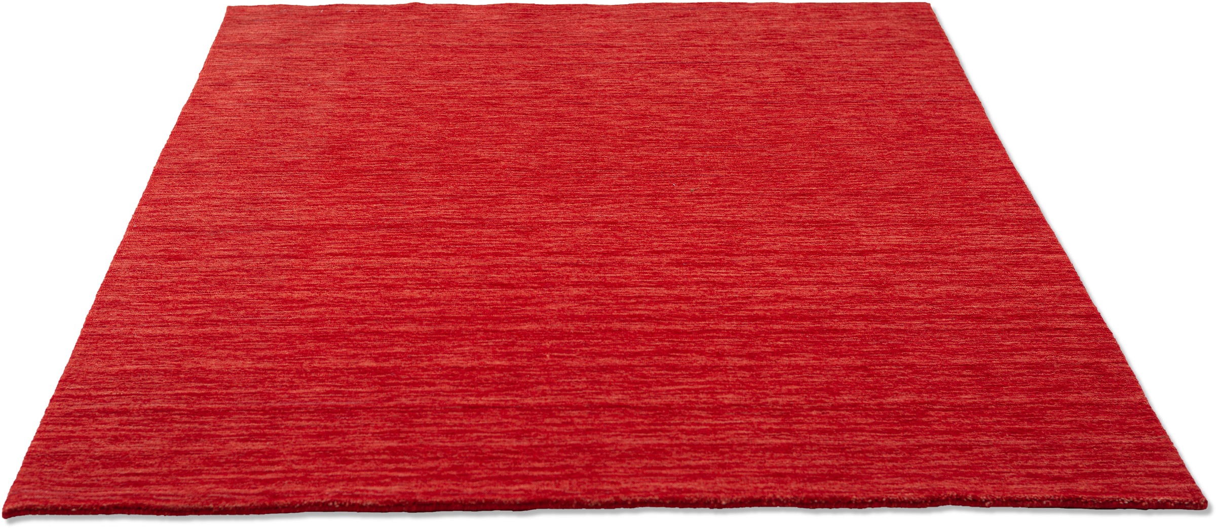 THEKO Tapis en laine »Holi« Rectangulaire 13 mm Höhe Uni-Farben, leicht meliert, reine Wolle, handgewebt mit Knüpfoptik