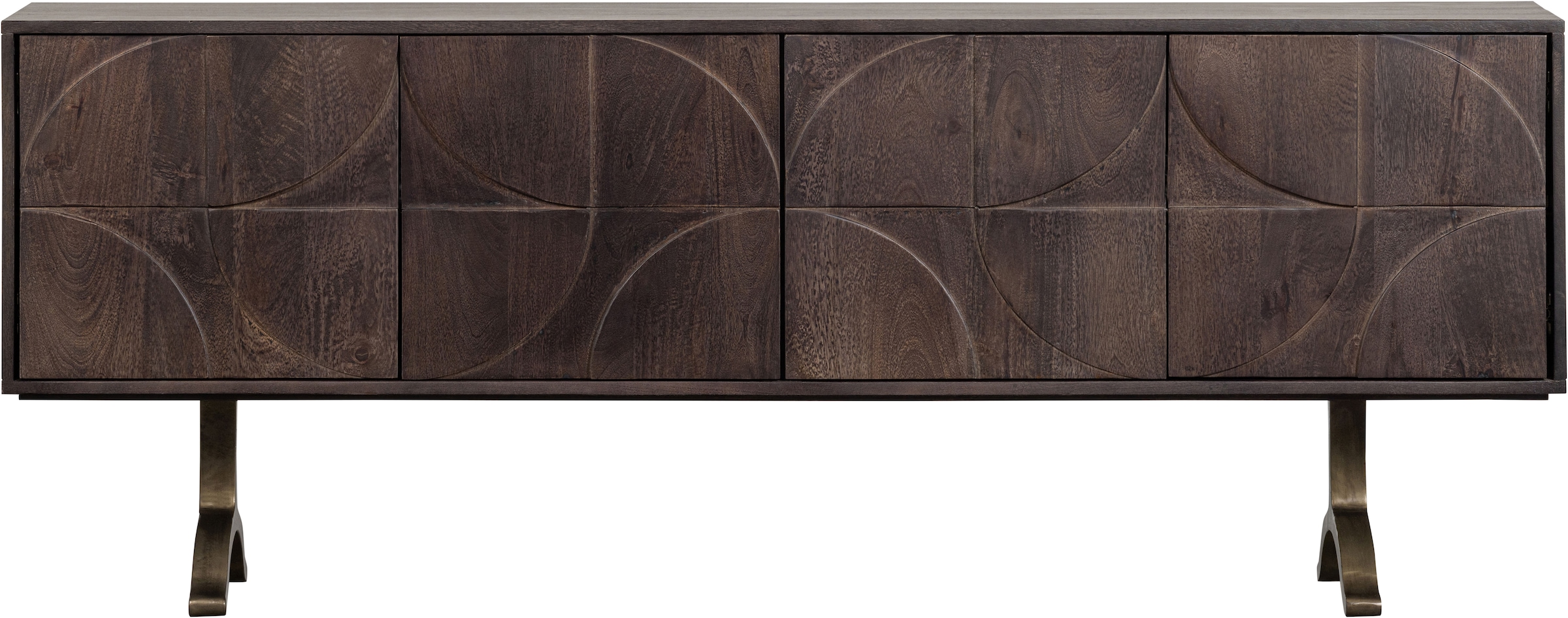 WOOOD Sideboard »Draw mit Massivmangoholz und 3D-Türmuster B 180 x T 40 x H 70 cm« 2 Kabelöffnungen, Tragkraft Deckplatte 35 kg, einfach zu montieren