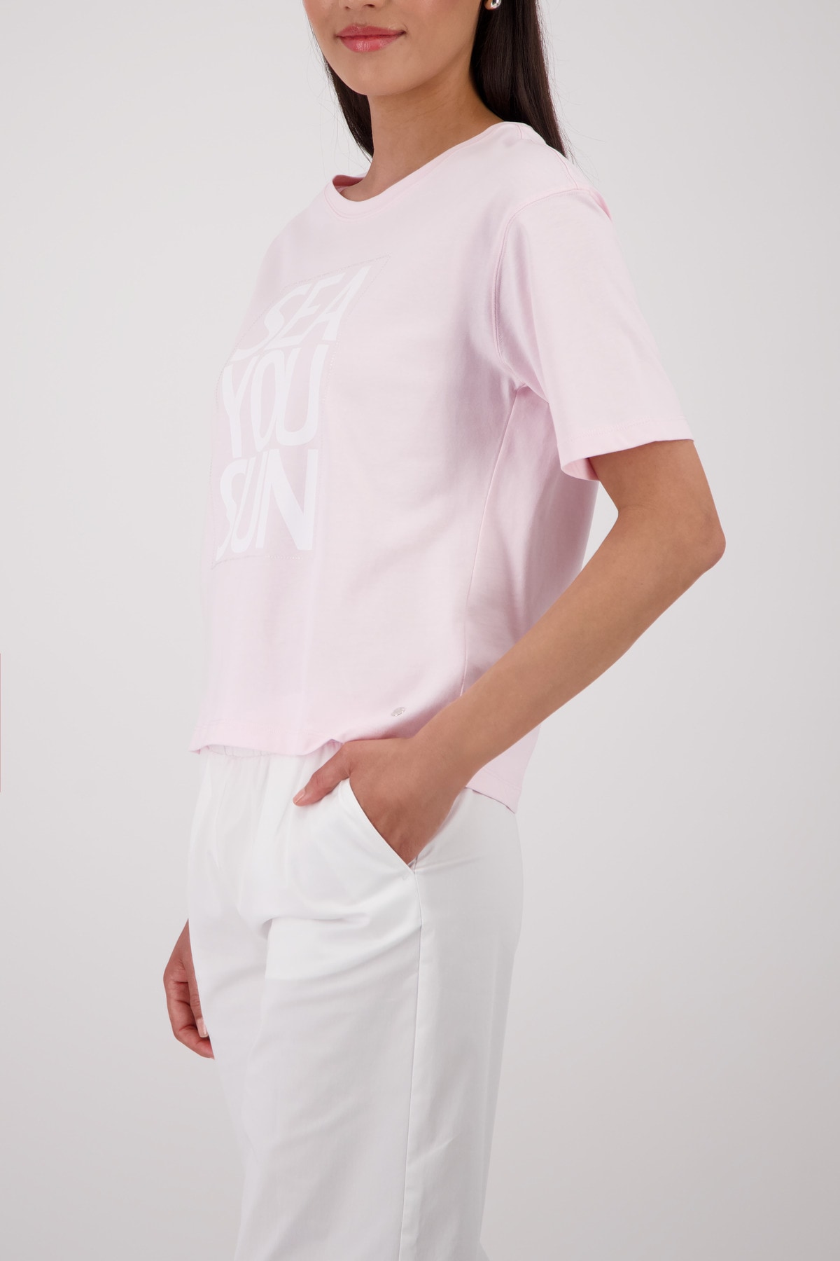 Monari T-shirt »Shirt Druck platziert« Regular fit mit Schriftzug