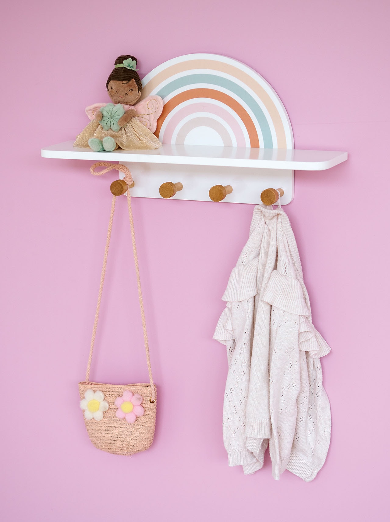 Zeller Present Barre de penderie »MDF / Kiefer« inkl. 4 Kleiderhaken aus Kiefer