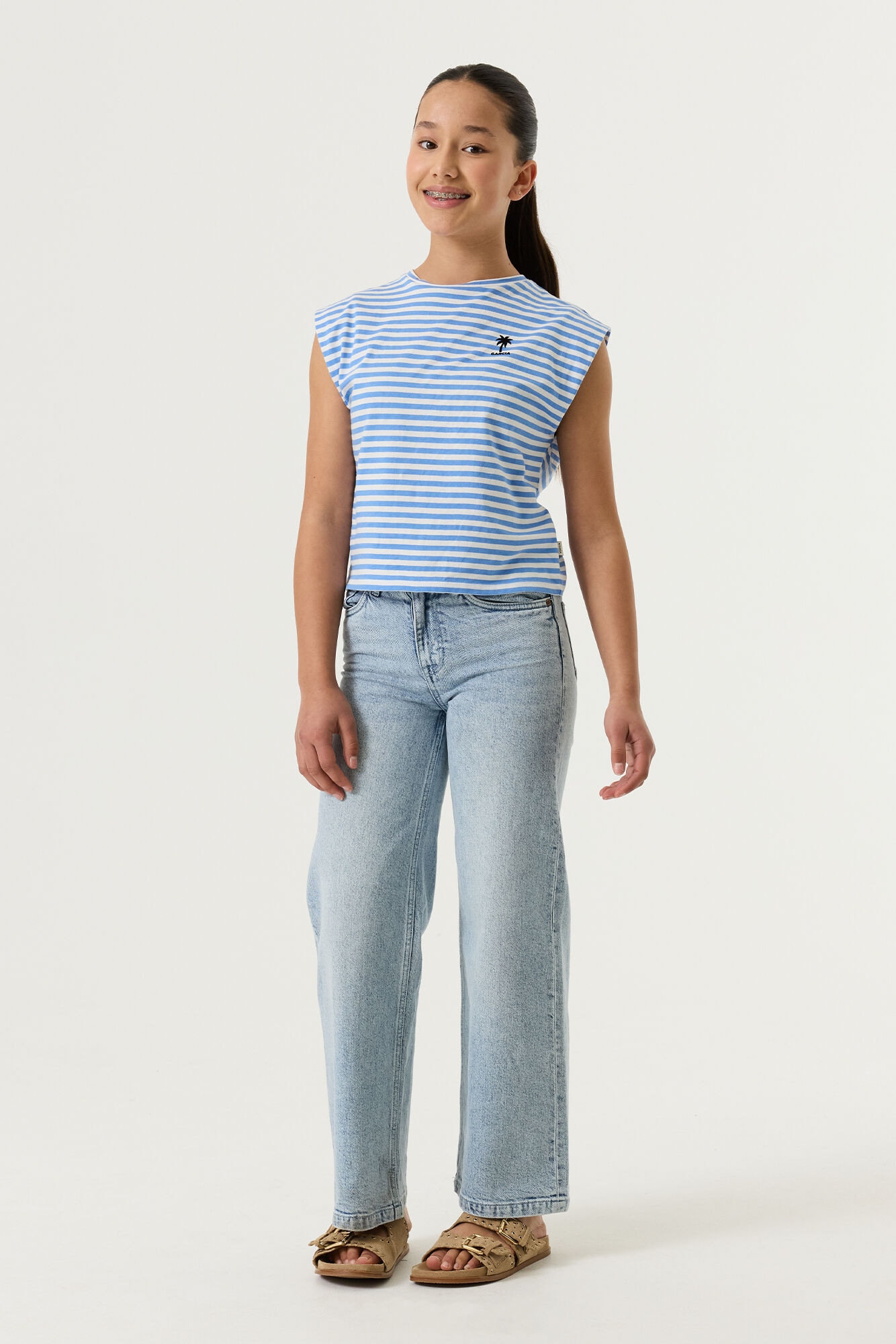 Garcia T-shirt Haut chemise à rayures, pour filles