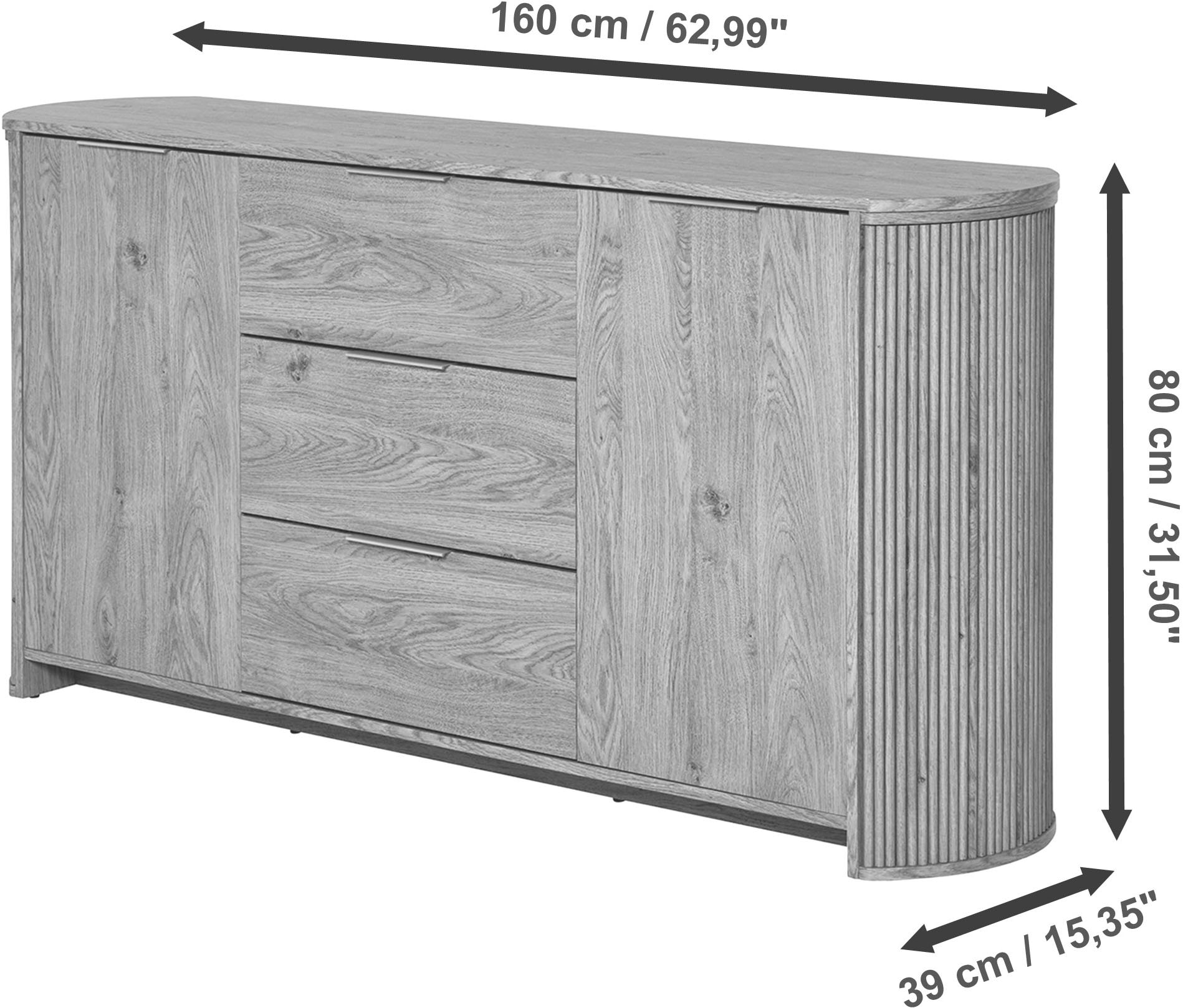 Jahnke TV-Board »MOON TV 175« 1 Stk. tlg. Sideboard, 2 Türen & 3 Schubladen, abgerundet, Breite ca. 160 cm