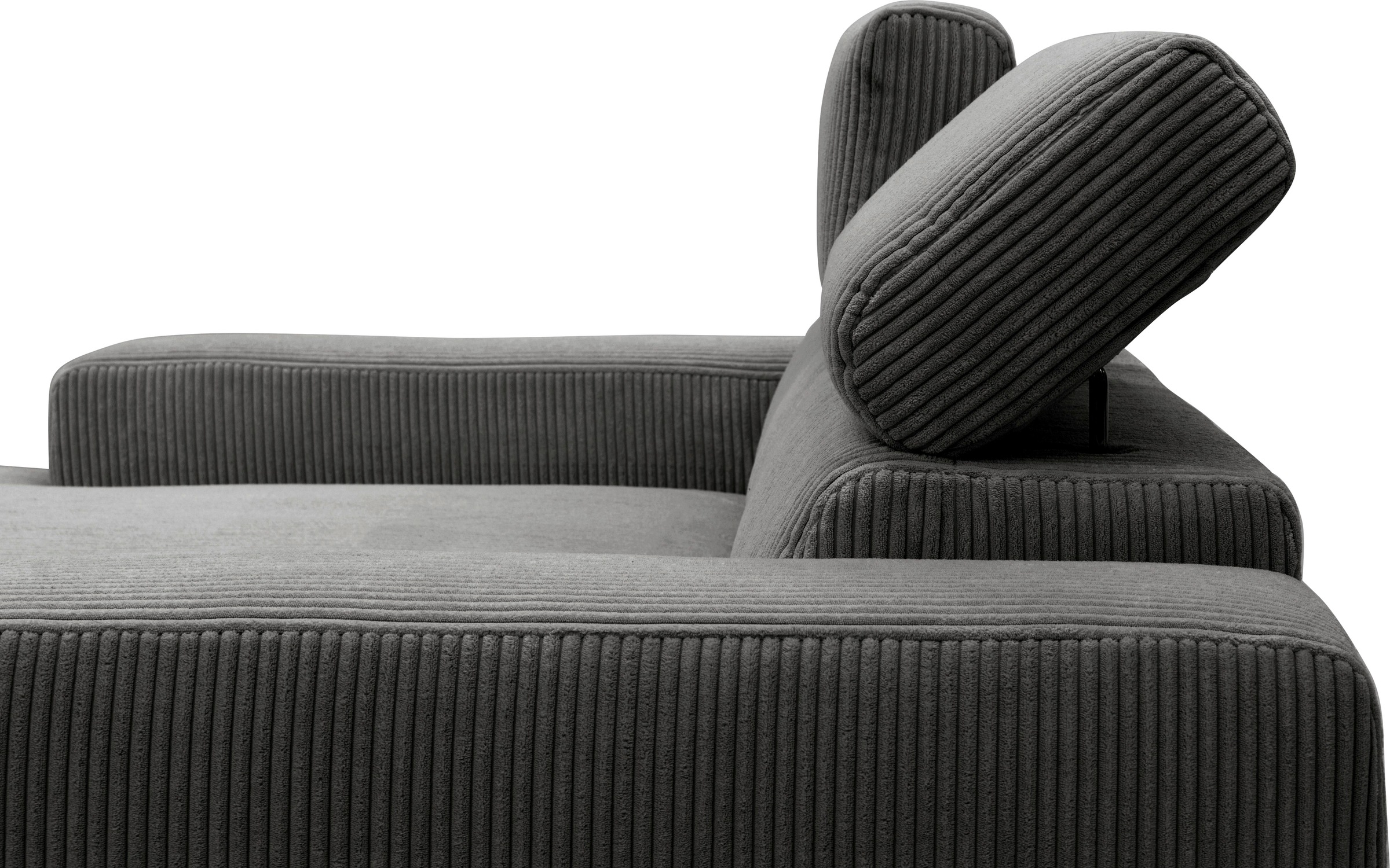 DOMO collection Ecksofa »BRANDON inkl. Kopfteilverstellung,  214x100x80 cm, L-Form« Cord, grau