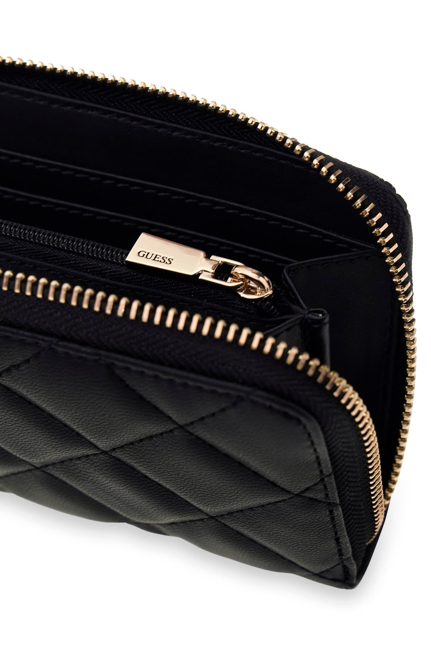 Guess Porte-monnaie »JULIET SLG MEDIUM ZIP AROUND« Damen Geldbeutel, Portemonnaie mit goldfarbenem Guess-Logo
