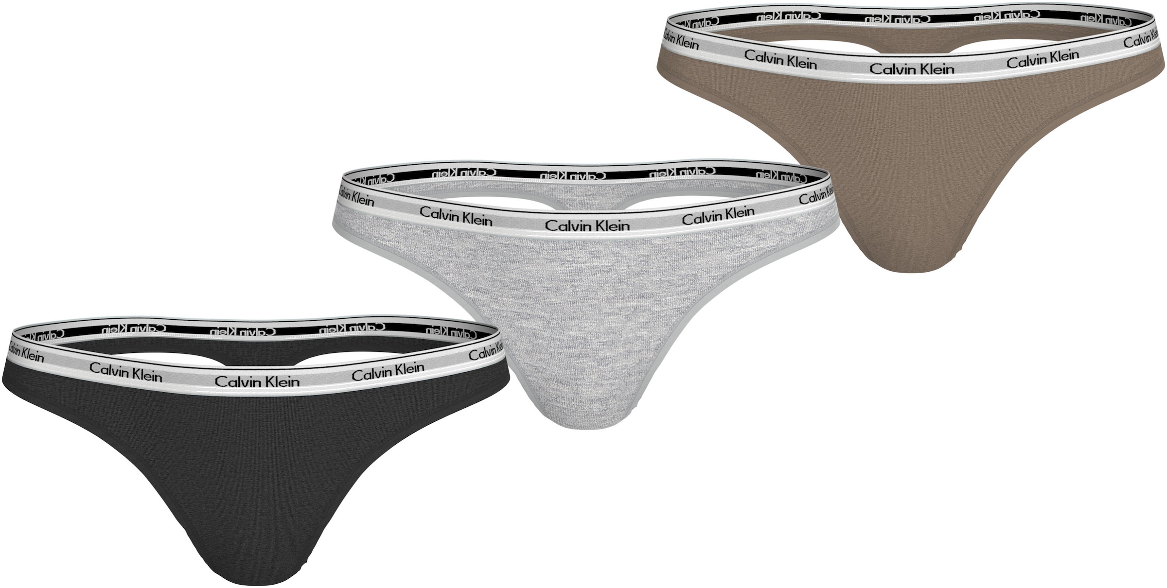 Calvin Klein Underwear Tanga »3 PACK THONG (LOW-RISE)« 3 cuis String low waist mit Logobund