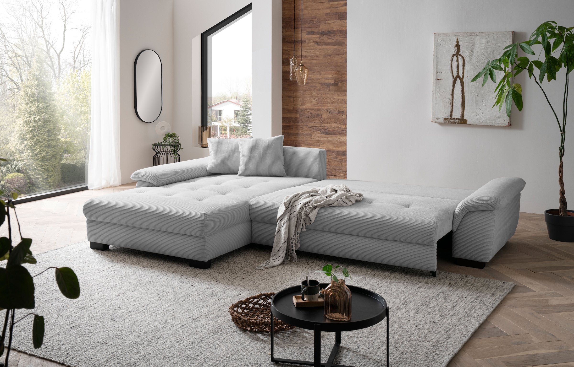 Mr. Couch Canapé d'angle »Dario, L-Form, mit Bett und Bettkasten« wahlweise mit Kaltschaum