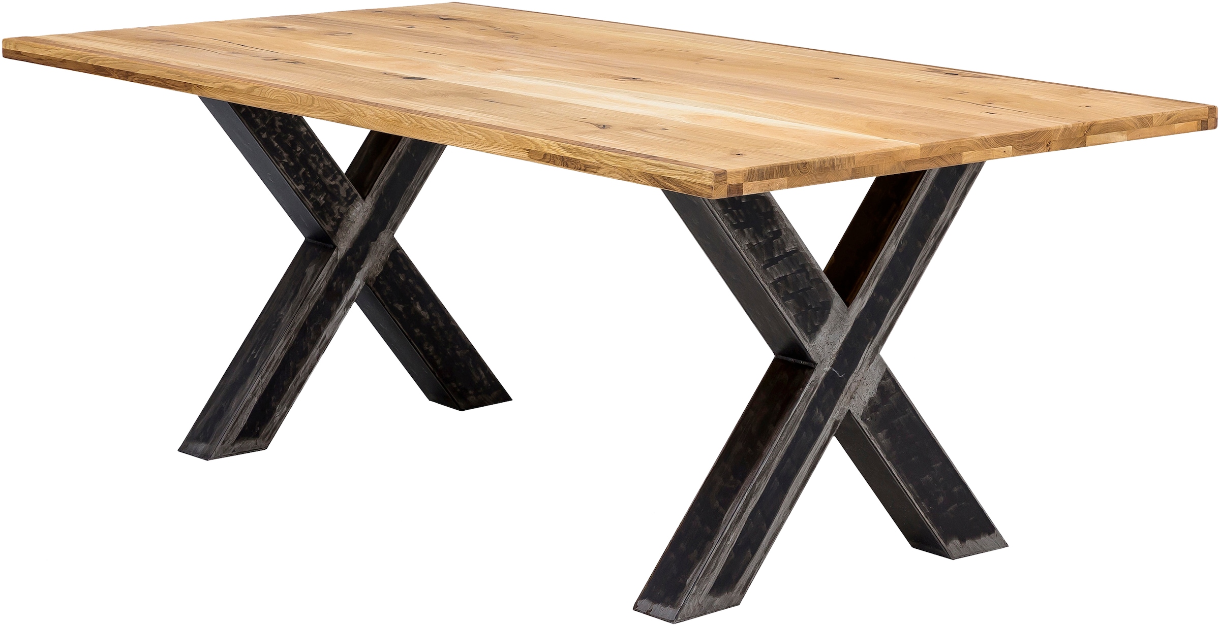 SIT Plateau de table »Ravello aus Wildeiche massiv – geölt – markante Maserung« 1 cuis tlg. Lames continues et renforts de 40 mm d'épaisseur