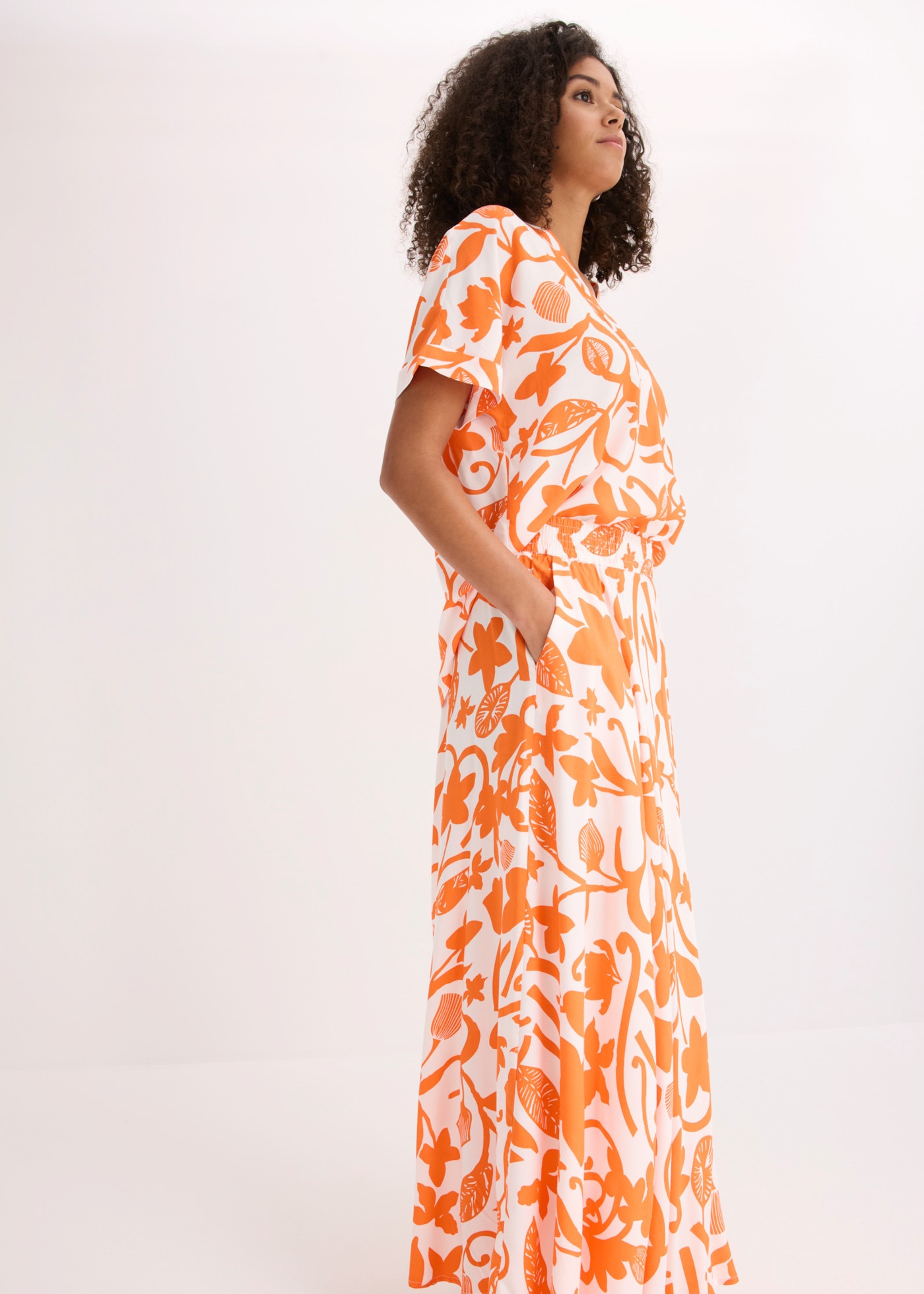 bonprix Maxi jupe en viscose, coupe évasée, longueur cheville, imprimé