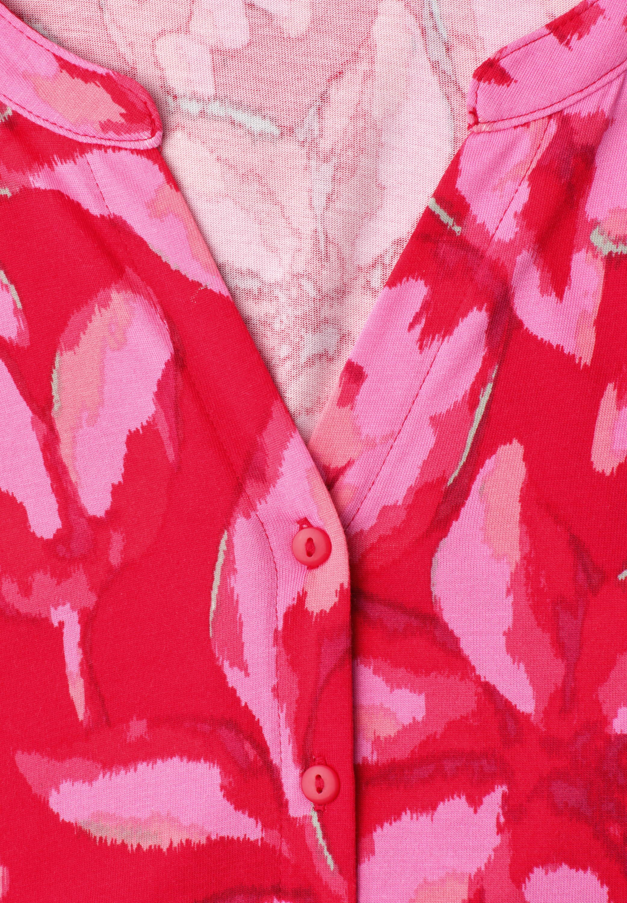 STREET ONE Haut de chemise t-shirt d'été à motif floral avec patte de boutonnage